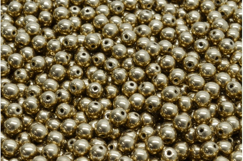 3mm /4mm Czech Glass Round Druk Bead Jet Gold Bronze (100pcs)