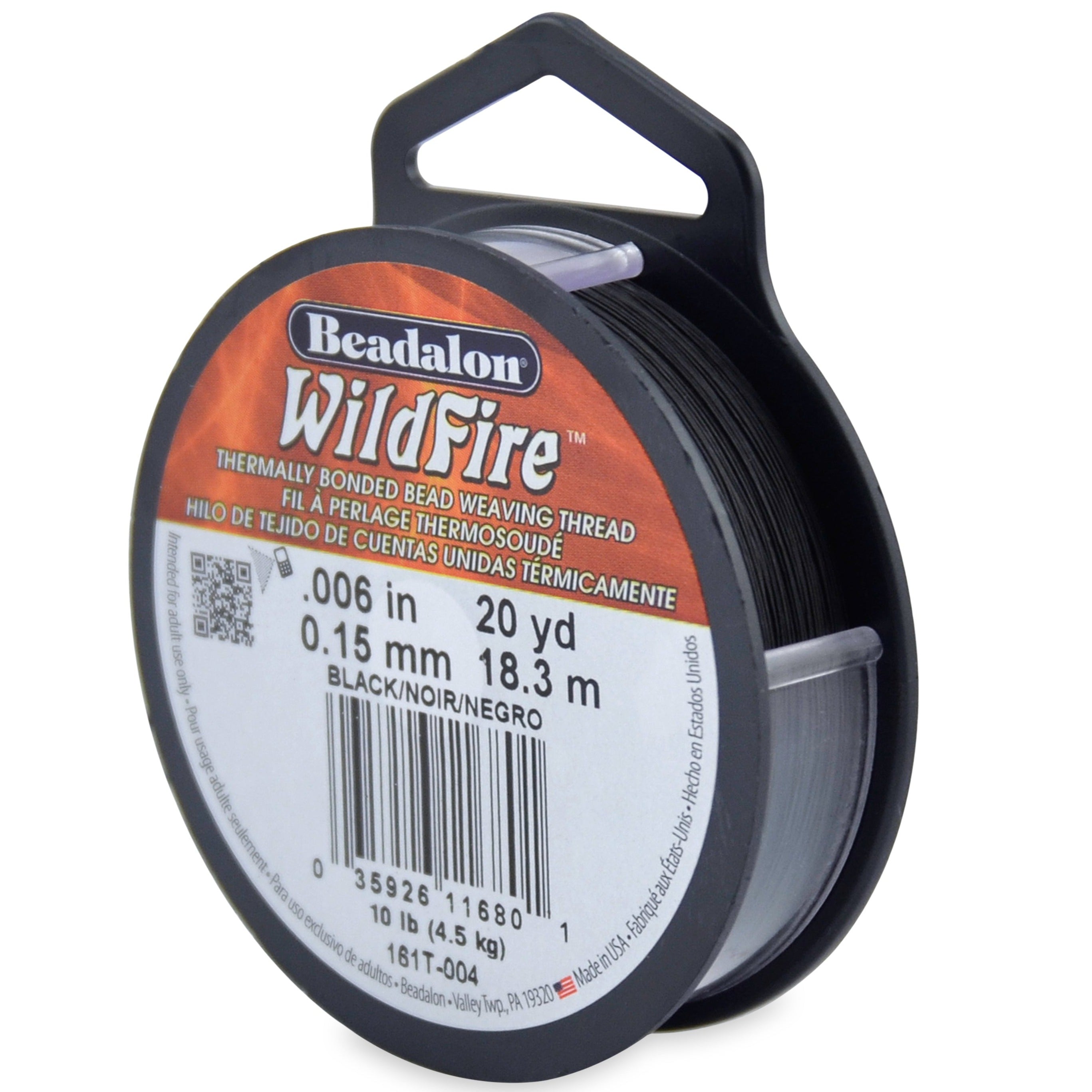 Beadalon® WildFire Beading Thread, Black .006in (0.15mm) 20 Yard Spool, 10-Pound Test