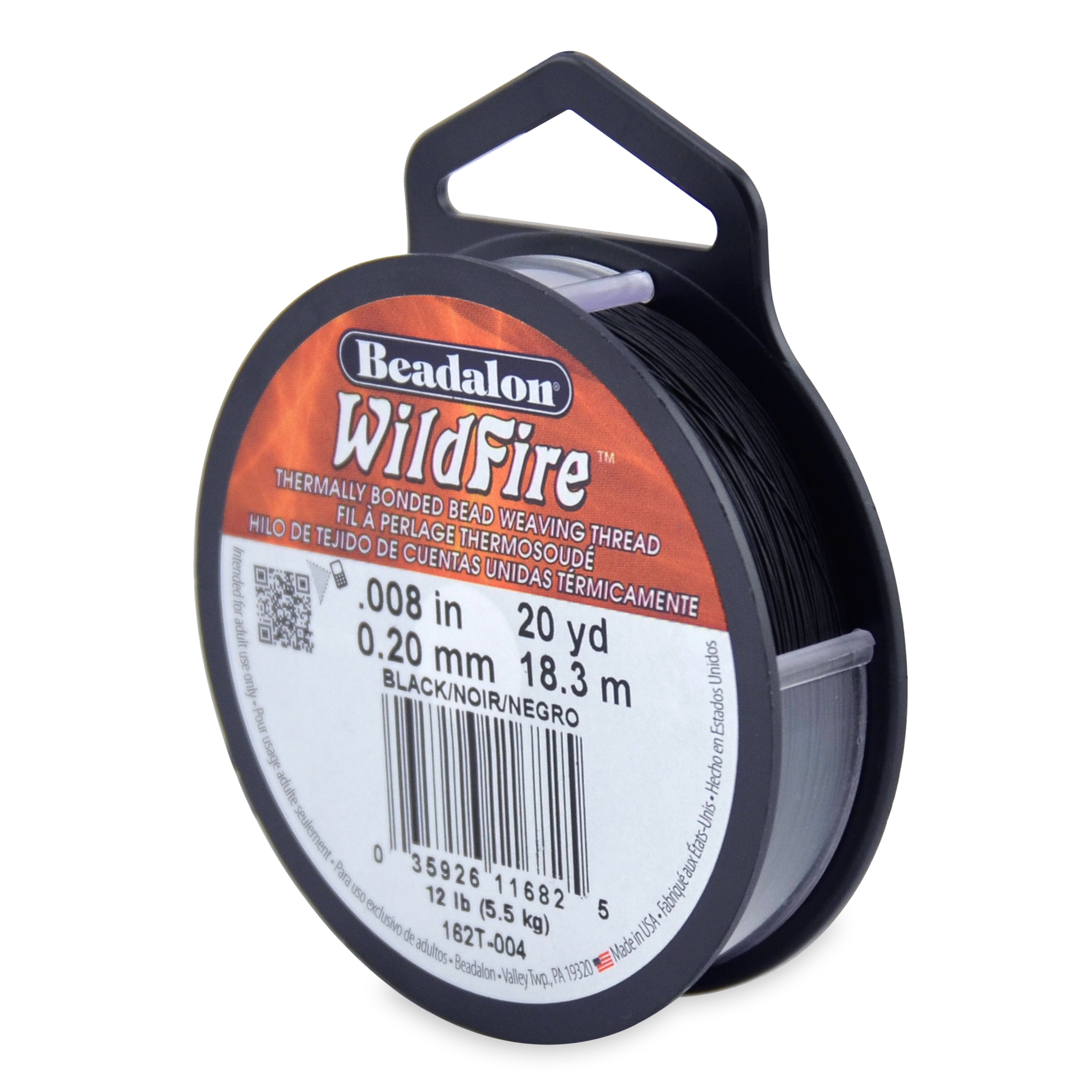 Beadalon® WildFire Beading Thread, Black .008in (0.20mm) 20 Yard Spool, 15-Pound Test