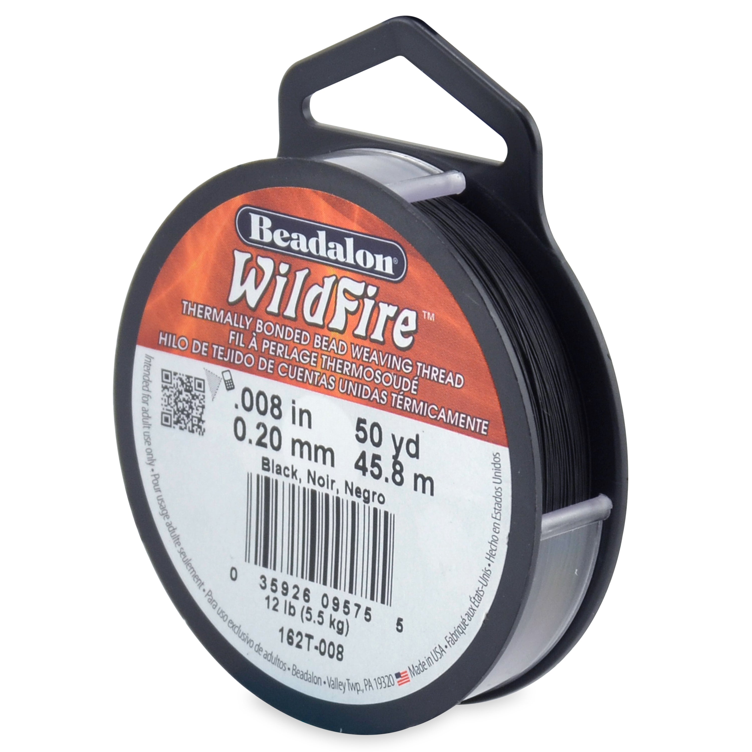 Beadalon® WildFire Beading Thread, Black .008in (0.20mm) 50 Yard Spool, 15-Pound Test