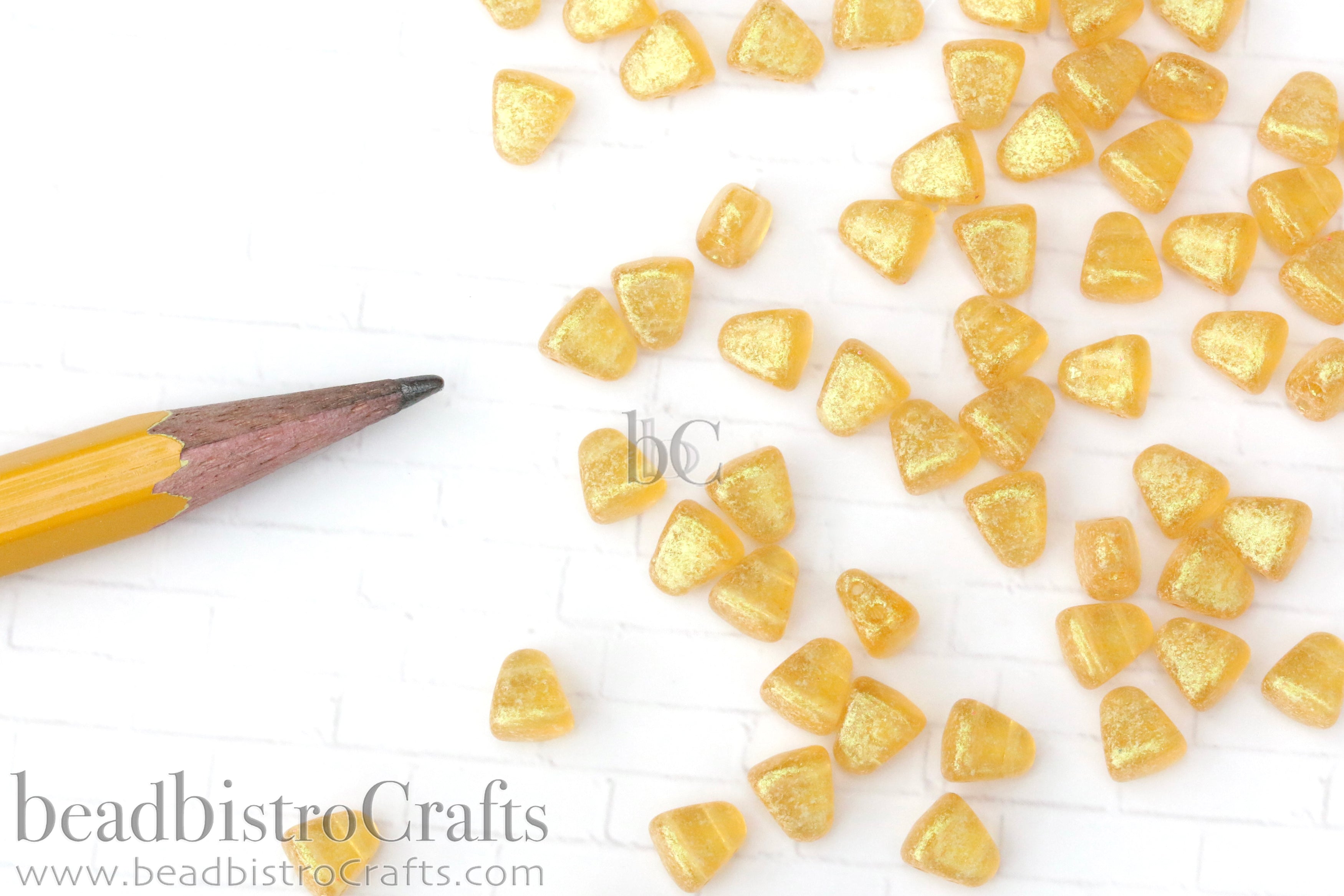 Nib-Bit Beads 6x5mm Cosmos Transparent Golden Yellow 2-Hole Czech Beads ~ 50pcs