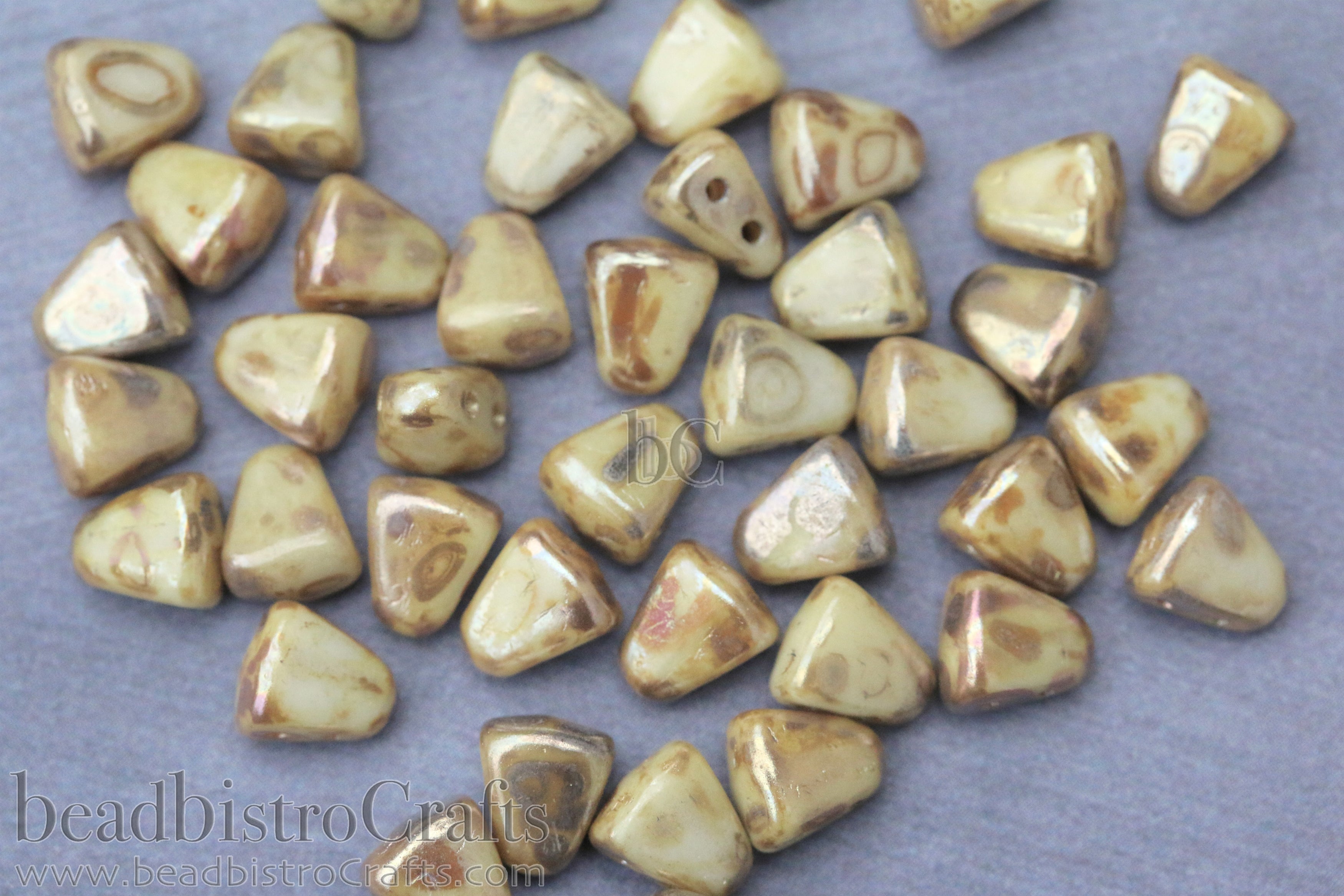 Nib-Bit Beads 6x5mm Opaque Chalk Rembrandt 2-Hole Czech Beads ~ 50pcs