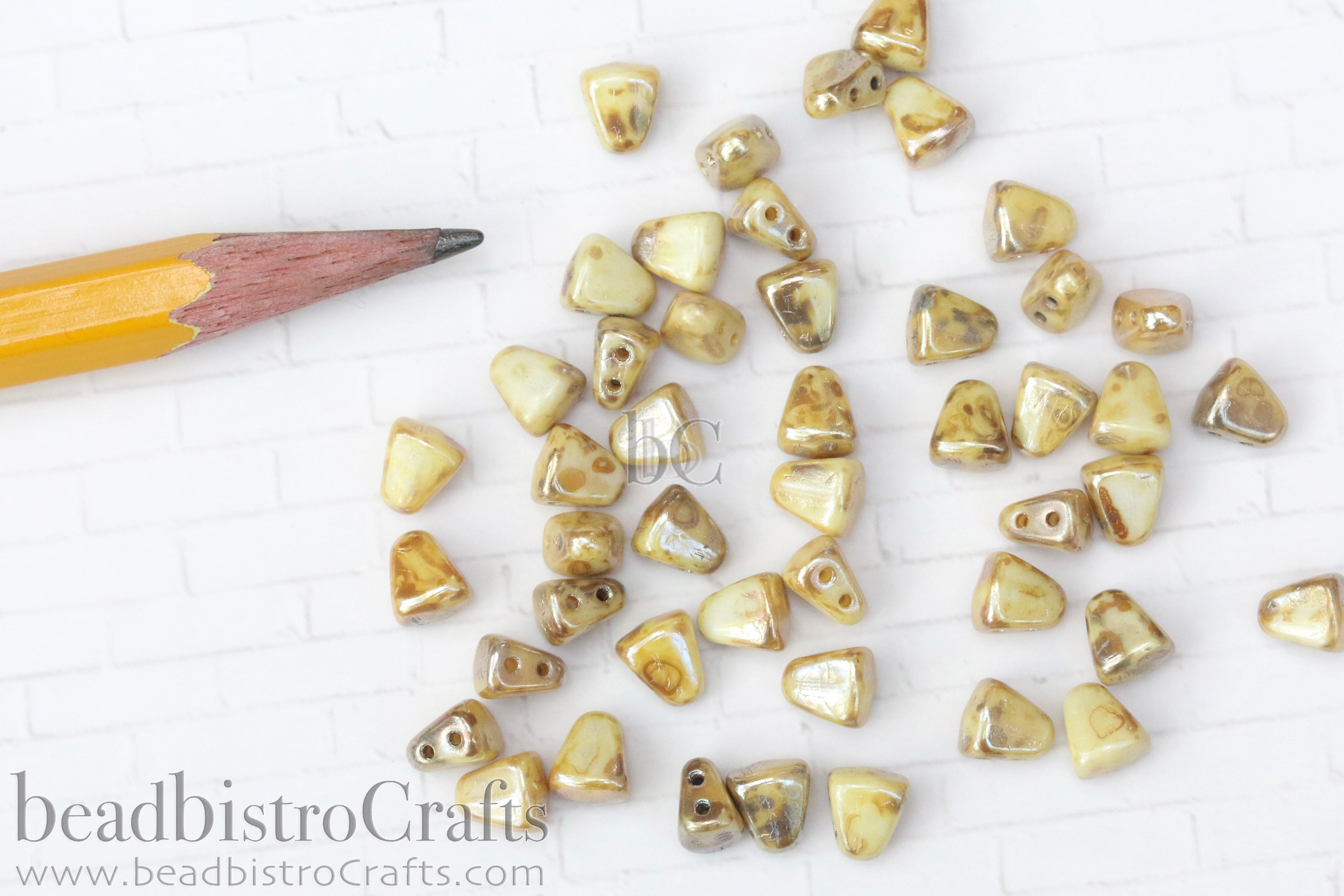 Nib-Bit Beads 6x5mm Opaque Chalk Rembrandt 2-Hole Czech Beads ~ 50pcs