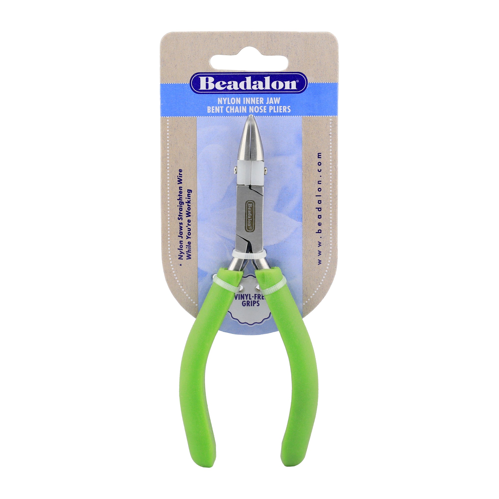 Beadalon Bent Chain Nose Pliers with Nylon Inner Jaw for Straightening, Forming, and Flattening Wire