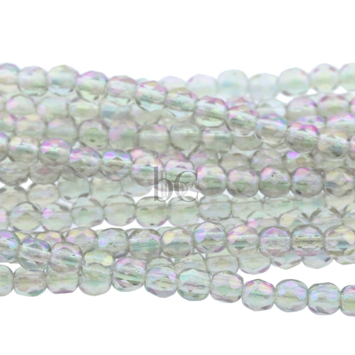 Transparent Light Grey Iris, 3mm Round Fire Polish Beads (50pcs)