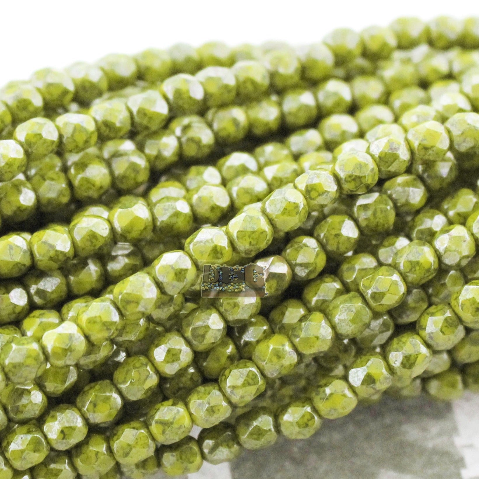 Opaque Lemon Silver Grey Teracota Luster, 3mm Round Fire Polish Beads (50pcs)