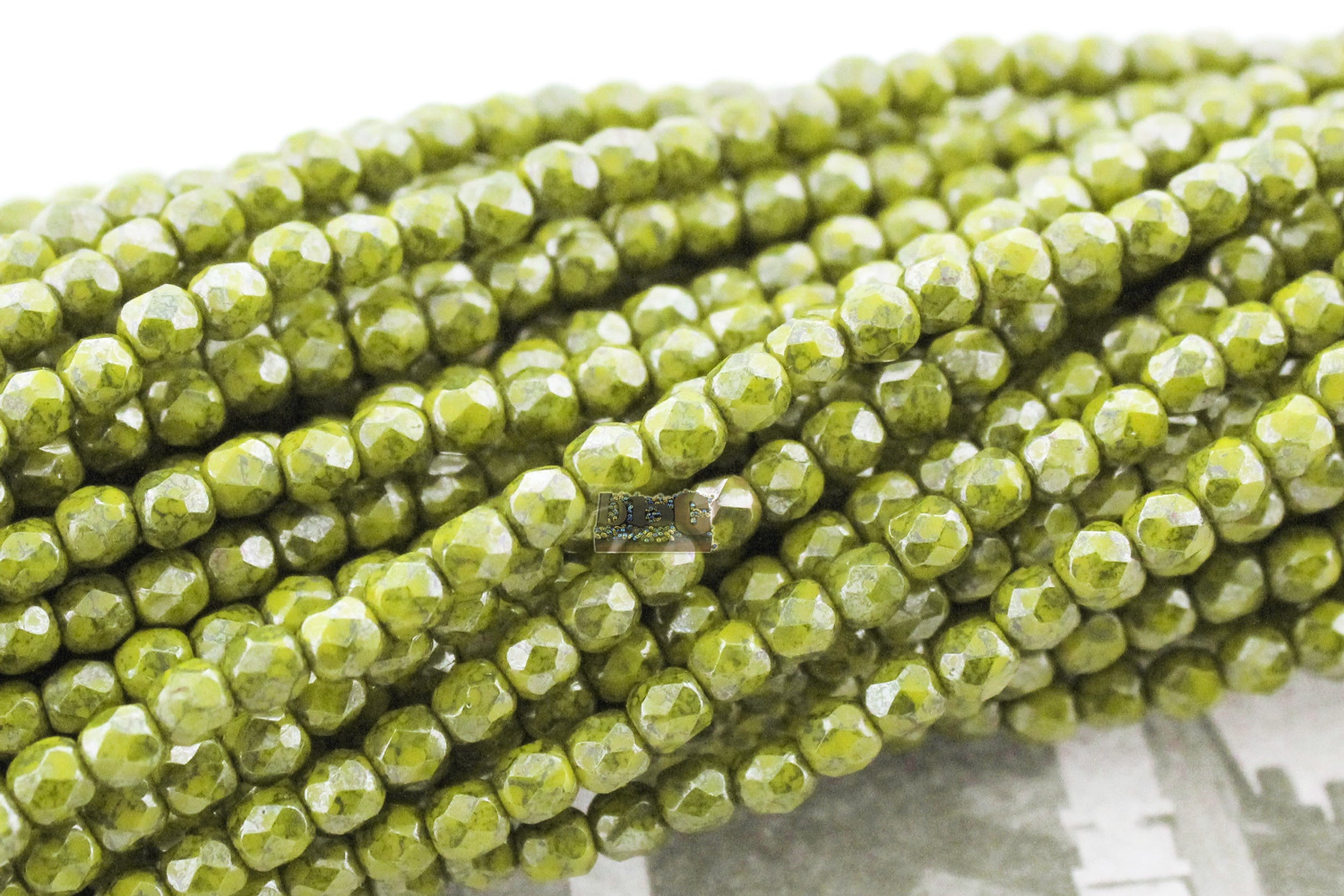 Opaque Lemon Silver Grey Teracota Luster, 3mm Round Fire Polish Beads (50pcs)