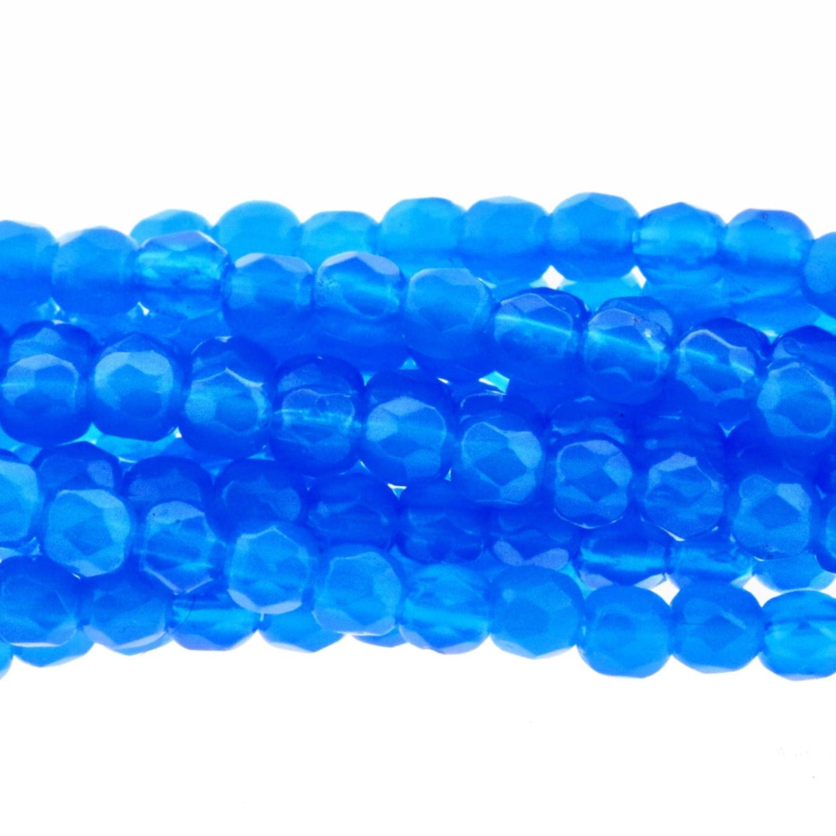 Milky Alabaster Indigo, 3mm Round Fire Polish Beads (50pcs)