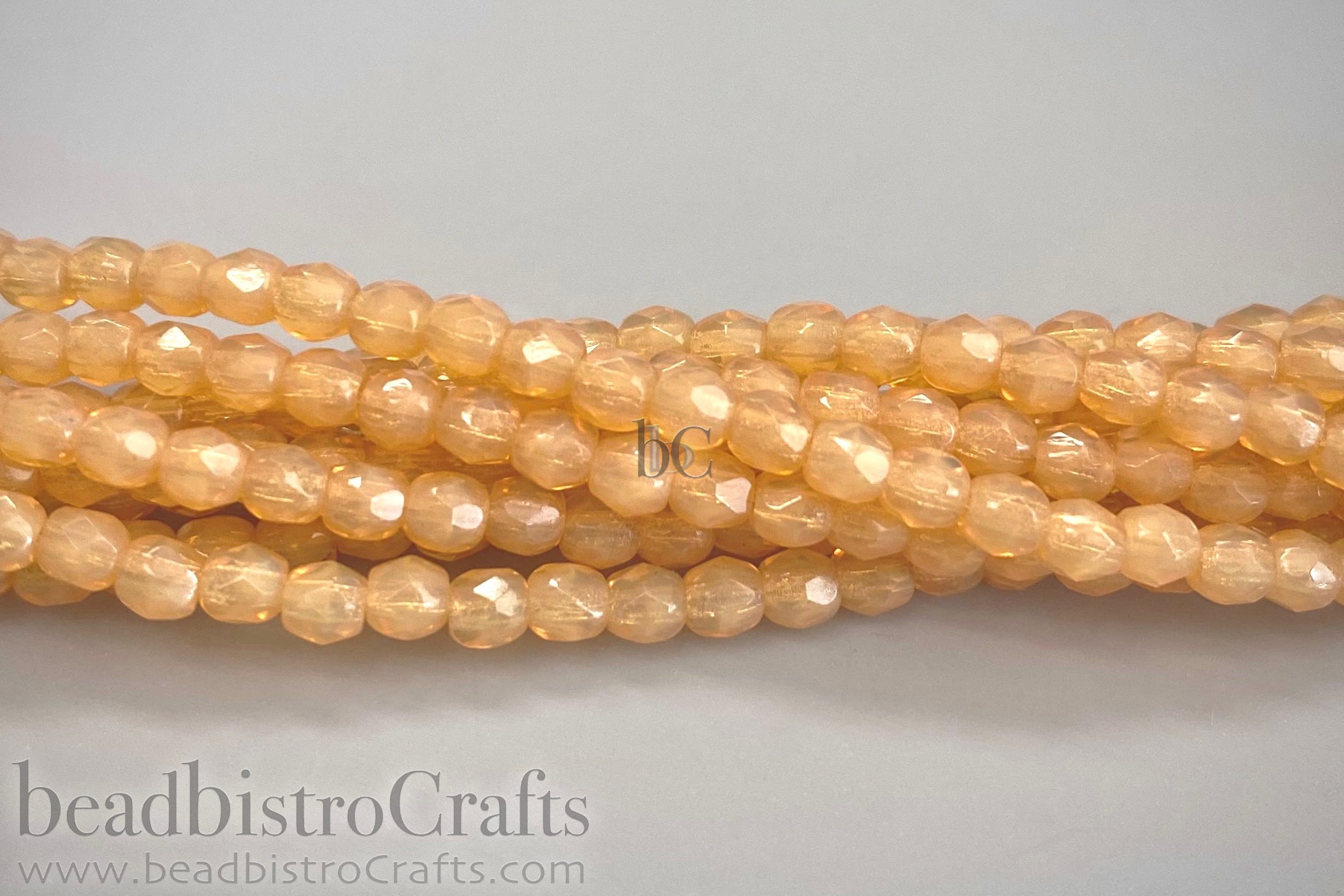 Caramel Opal, 3mm Round Fire Polish Beads (50pcs)