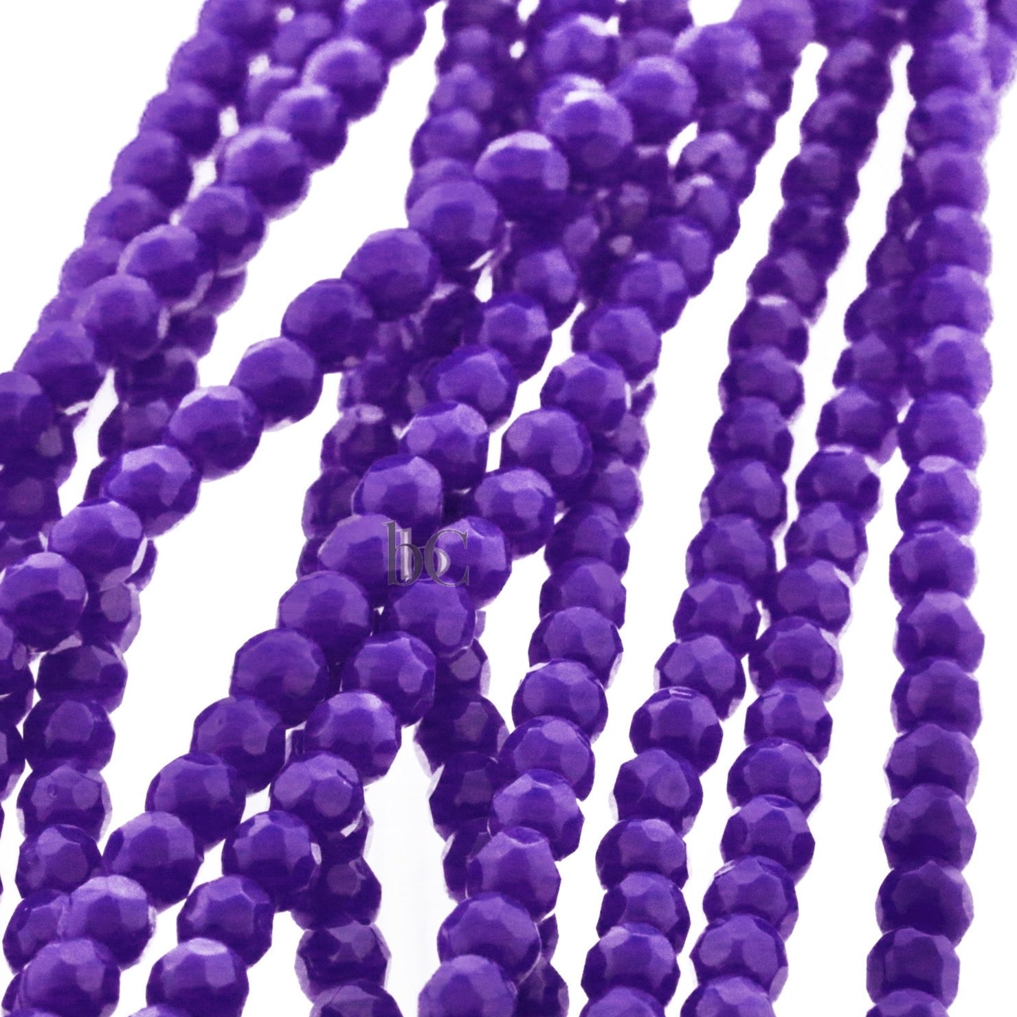 Alabaster Shiny Purple, 3mm Round Fire Polish Beads (50pcs)