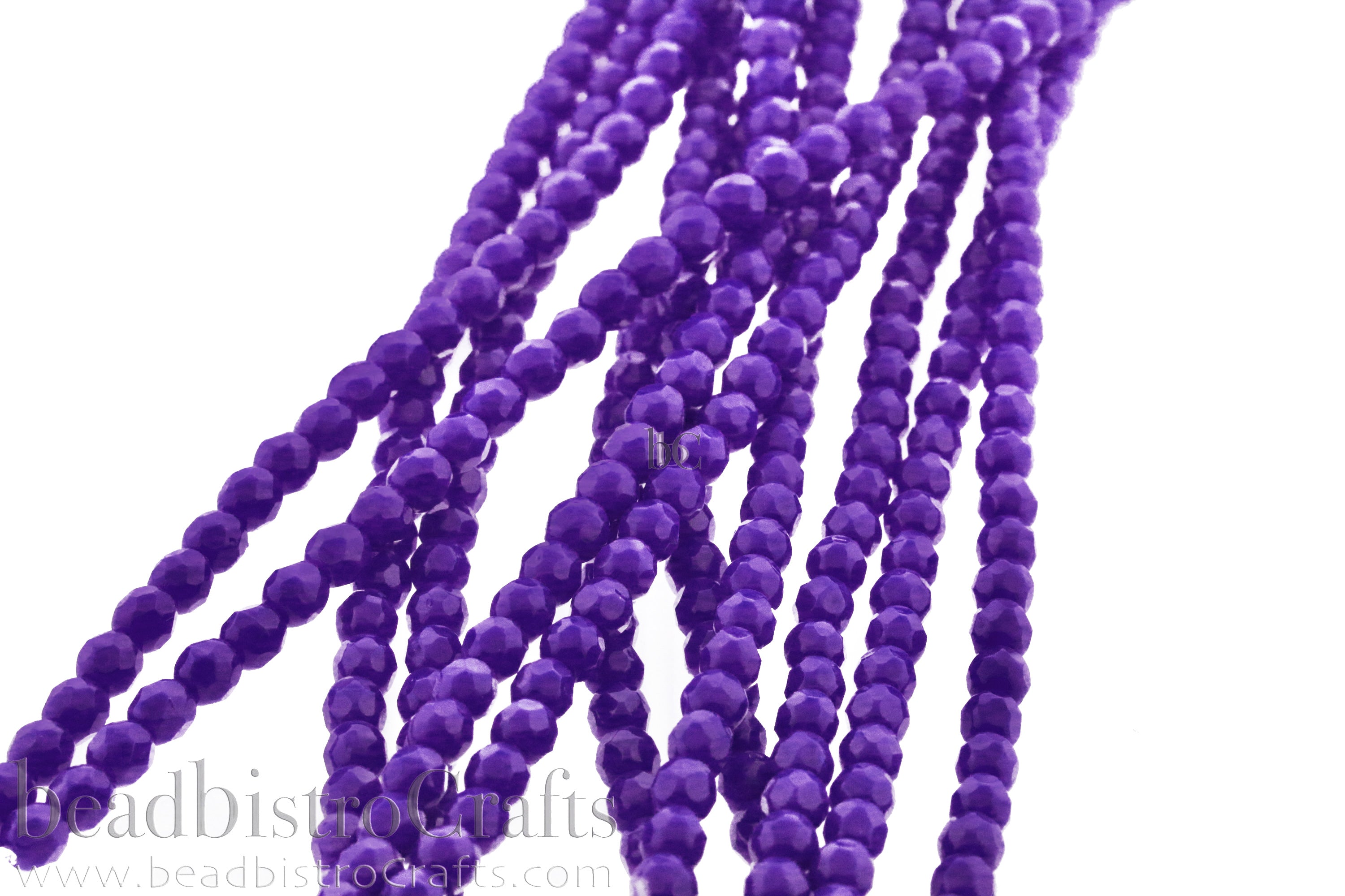 Alabaster Shiny Purple, 3mm Round Fire Polish Beads (50pcs)