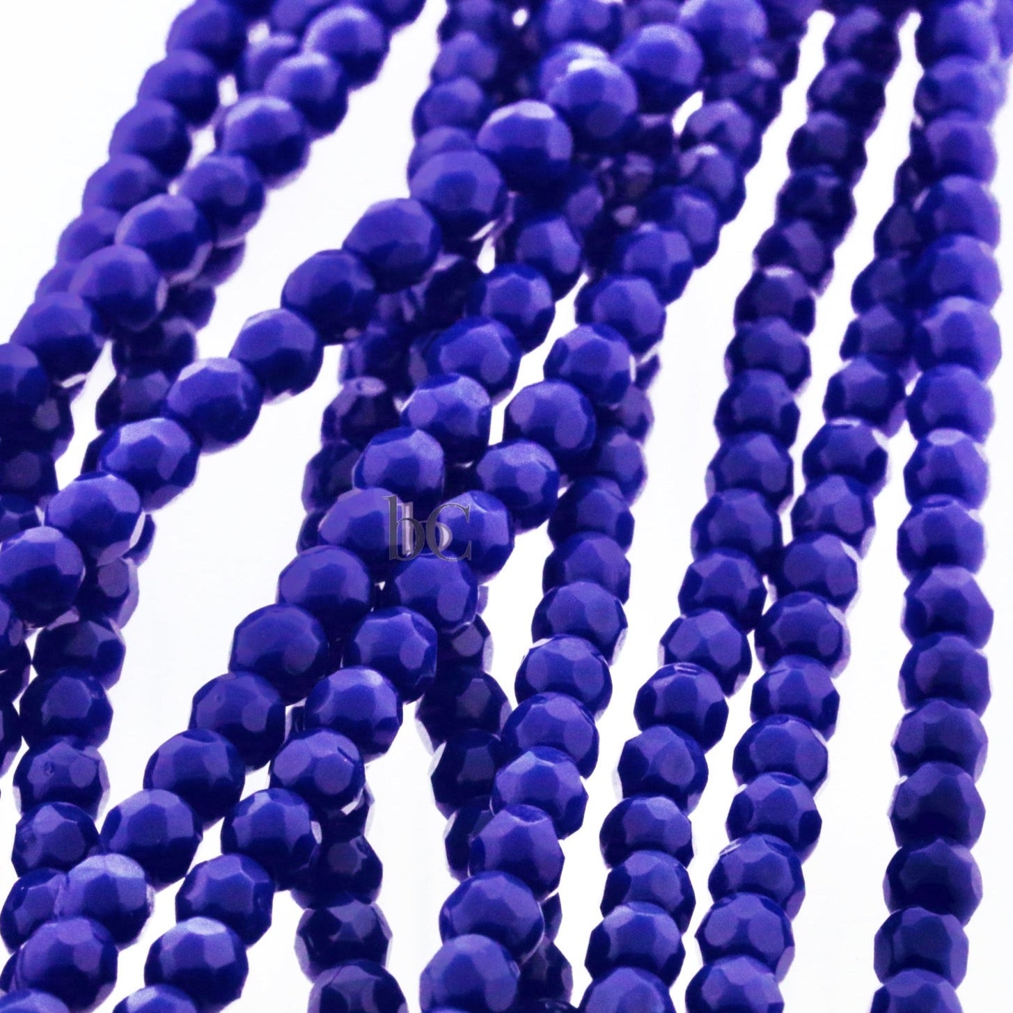 Opaque Deep Cobalt, 3mm Round Fire Polish Beads (50pcs)