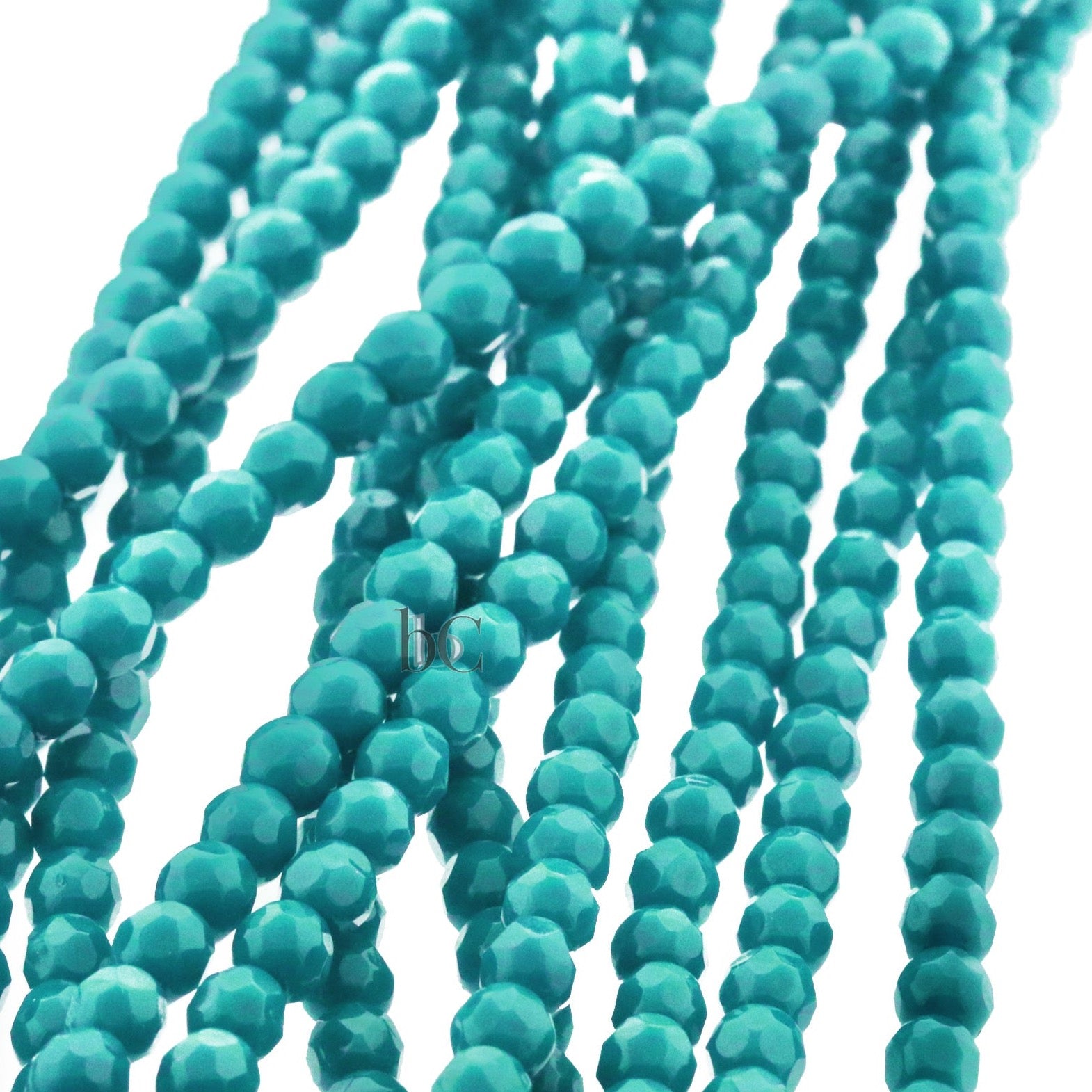 Opaque Turquoise, 3mm Round Fire Polish Beads (50pcs)