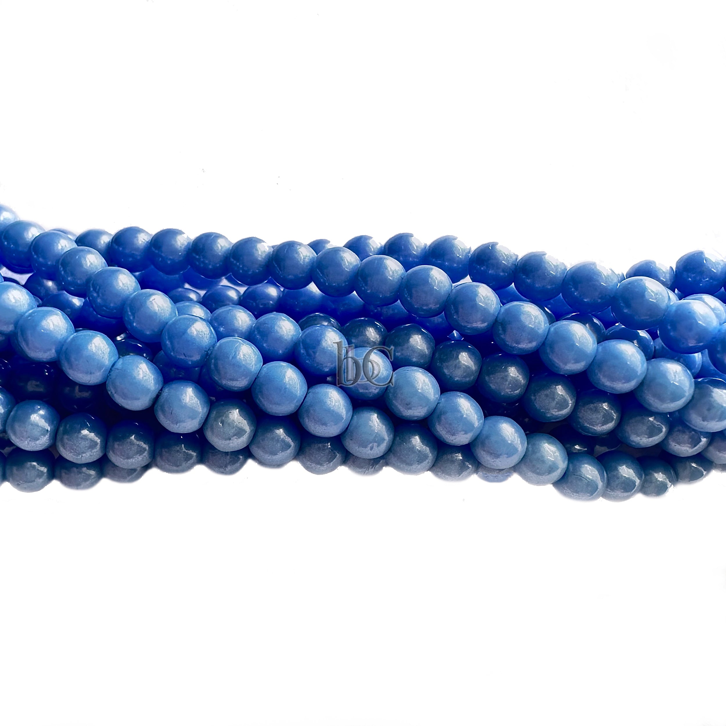 4mm Czech Glass Round Druk Bead Opaque Periwinkle Luster (50pcs)