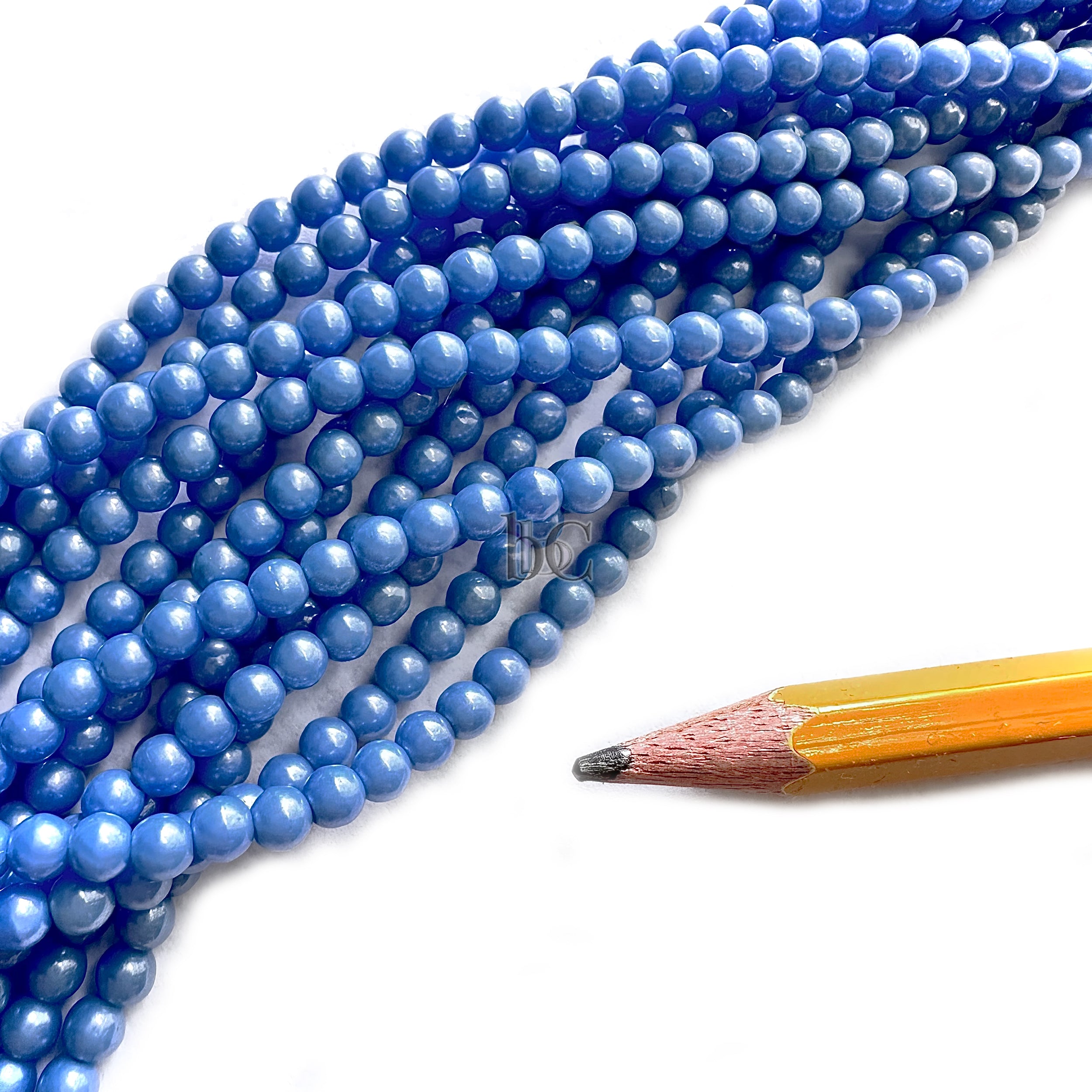 4mm Czech Glass Round Druk Bead Opaque Periwinkle Luster (50pcs)