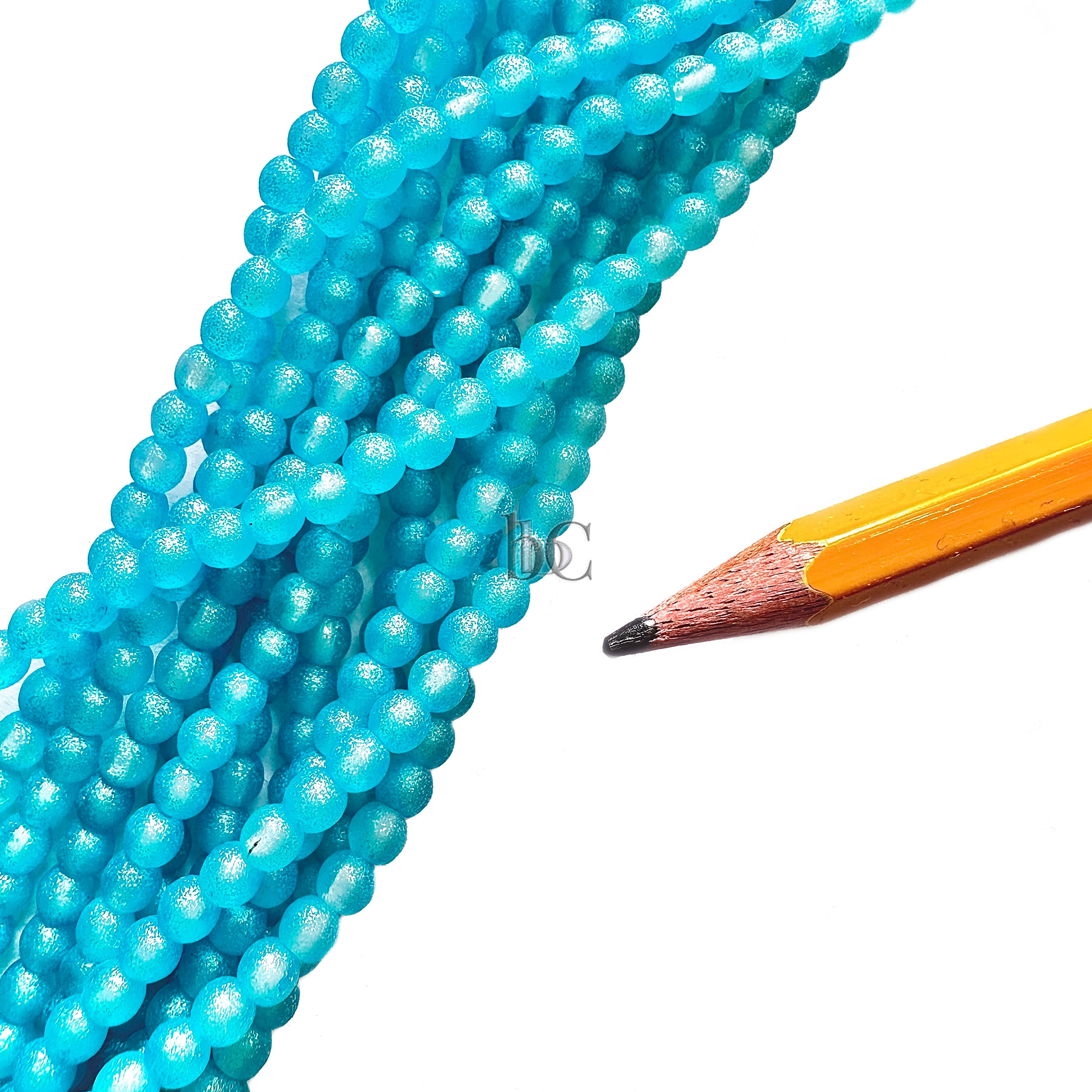 4mm Czech Glass Round Druk Bead Crystal Rough Matte Aqua Shimmer (50pcs)