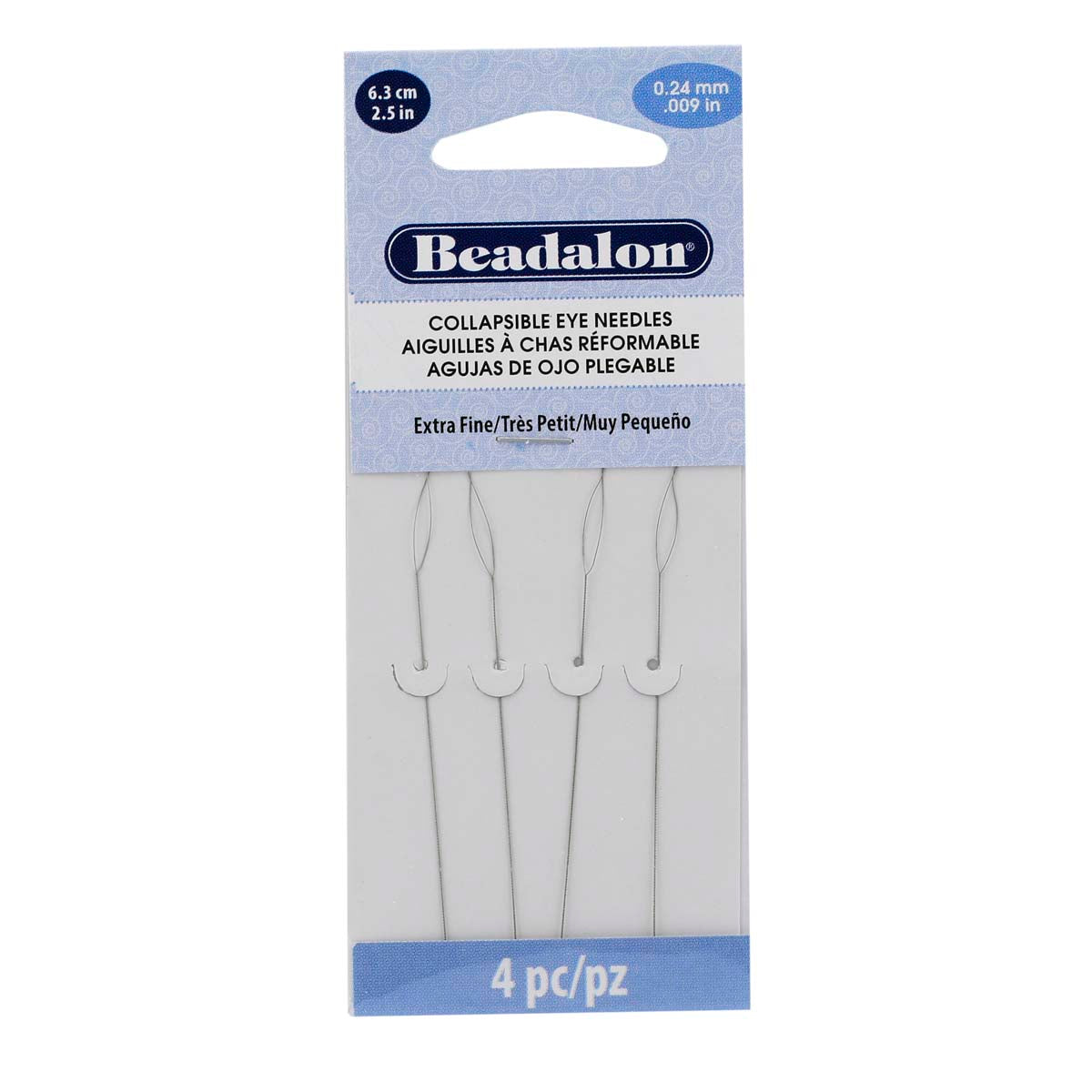 Beadalon Extra Fine 2.25in Collapsible Eye Beading Needles - 4 Needles