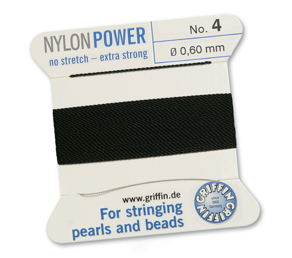 Griffin Nylon Power CORD No. 2 / No. 4 / No. 6 - Perlseide Bead Cord with attached Stainless Steel twisted wire needle