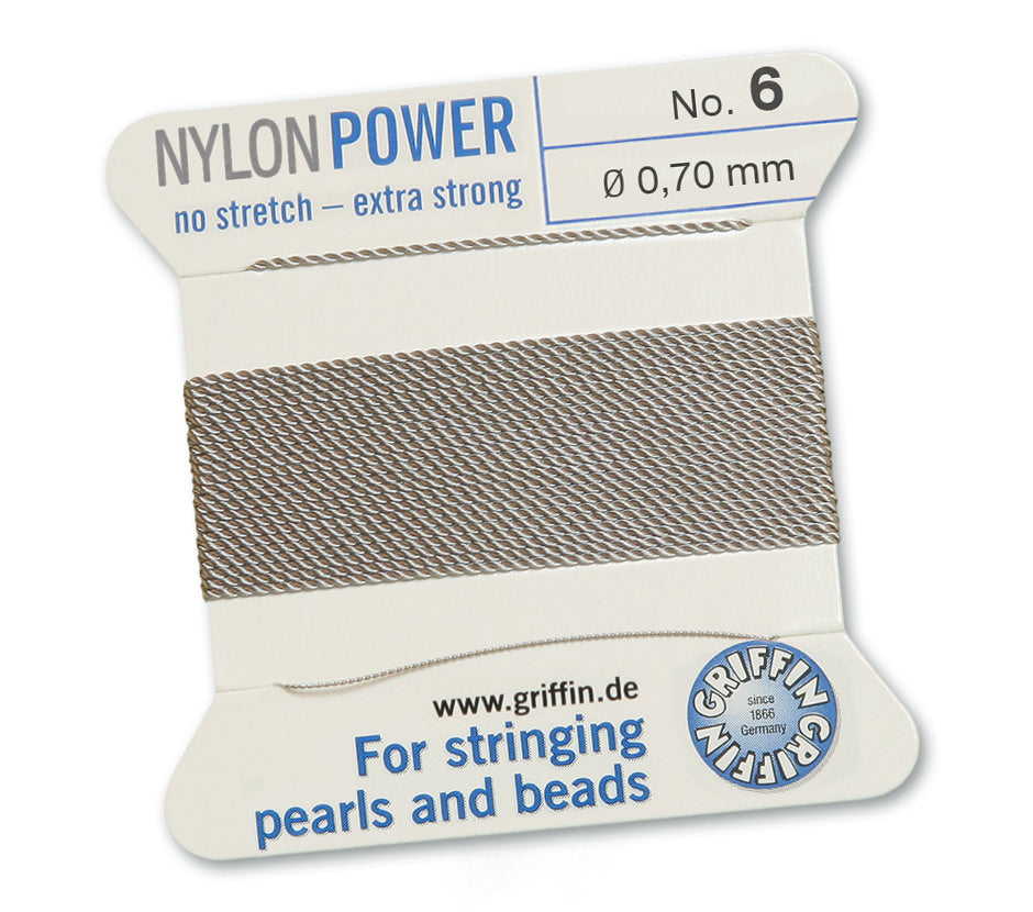 Griffin Nylon Power CORD No. 2 / No. 4 / No. 6 - Perlseide Bead Cord with attached Stainless Steel twisted wire needle