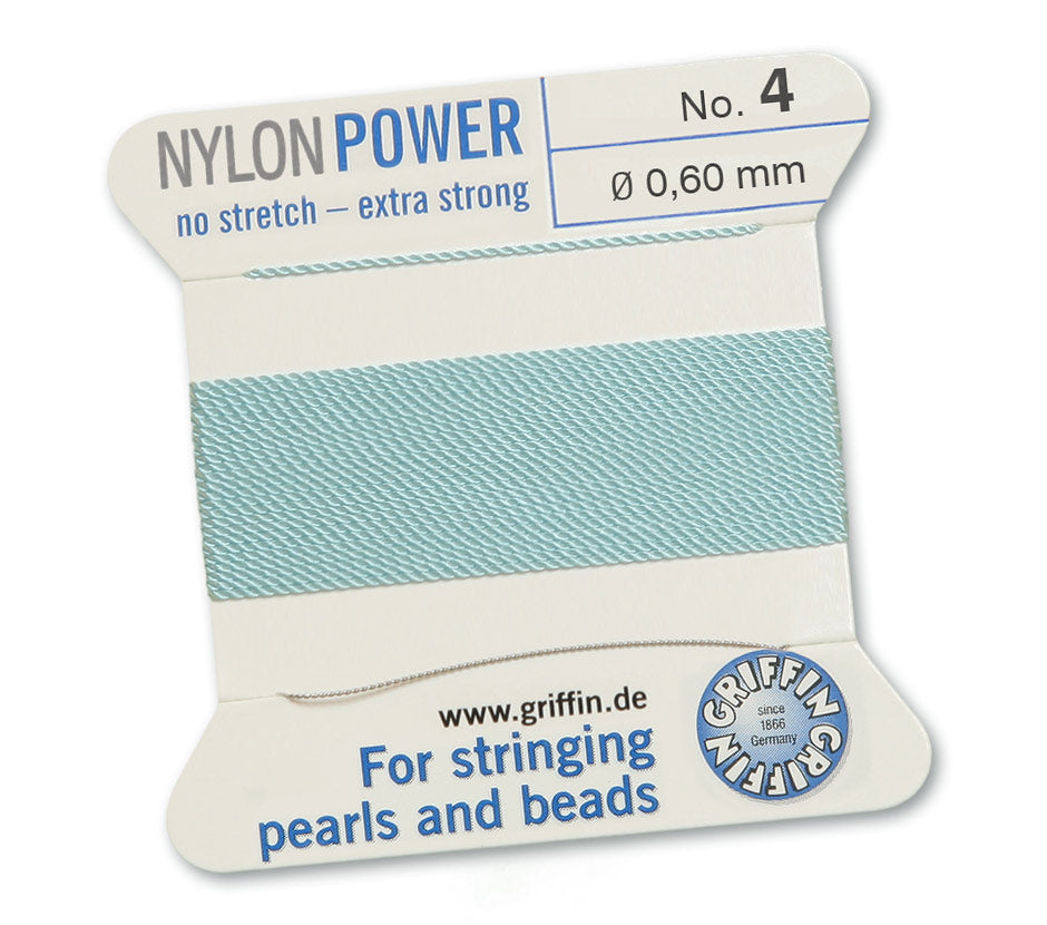 Griffin Nylon Power CORD No. 2 / No. 4 / No. 6 - Perlseide Bead Cord with attached Stainless Steel twisted wire needle