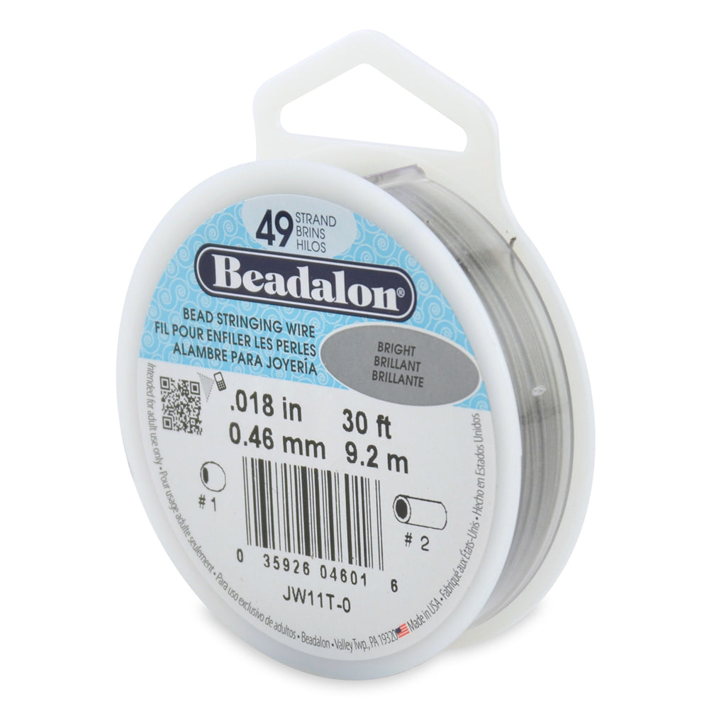 Beadalon 49 Strand, Bright .018in Flexible Wire - 30ft Spool