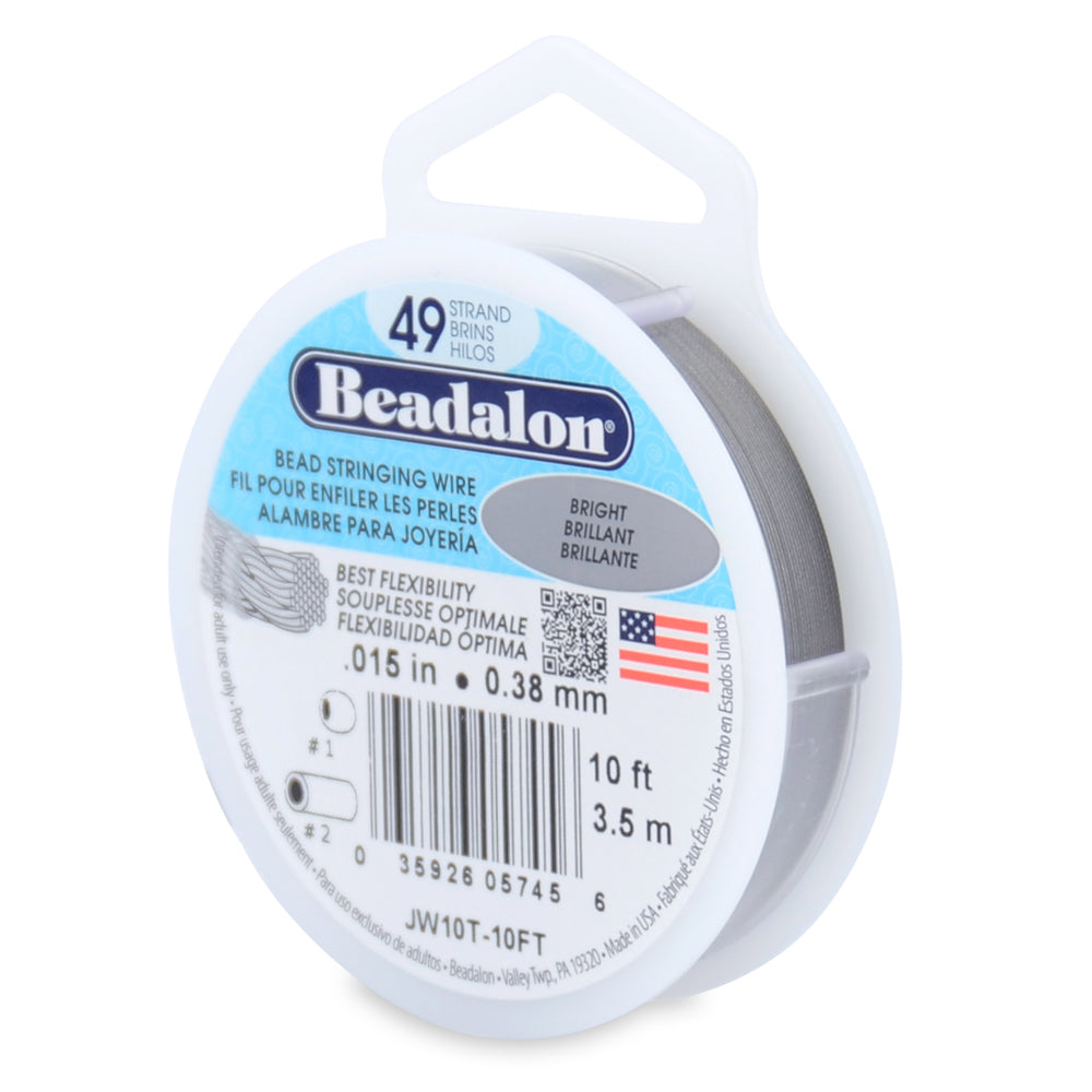 Beadalon 49 Strand, Bright .015in Flexible Wire - 10ft Spool