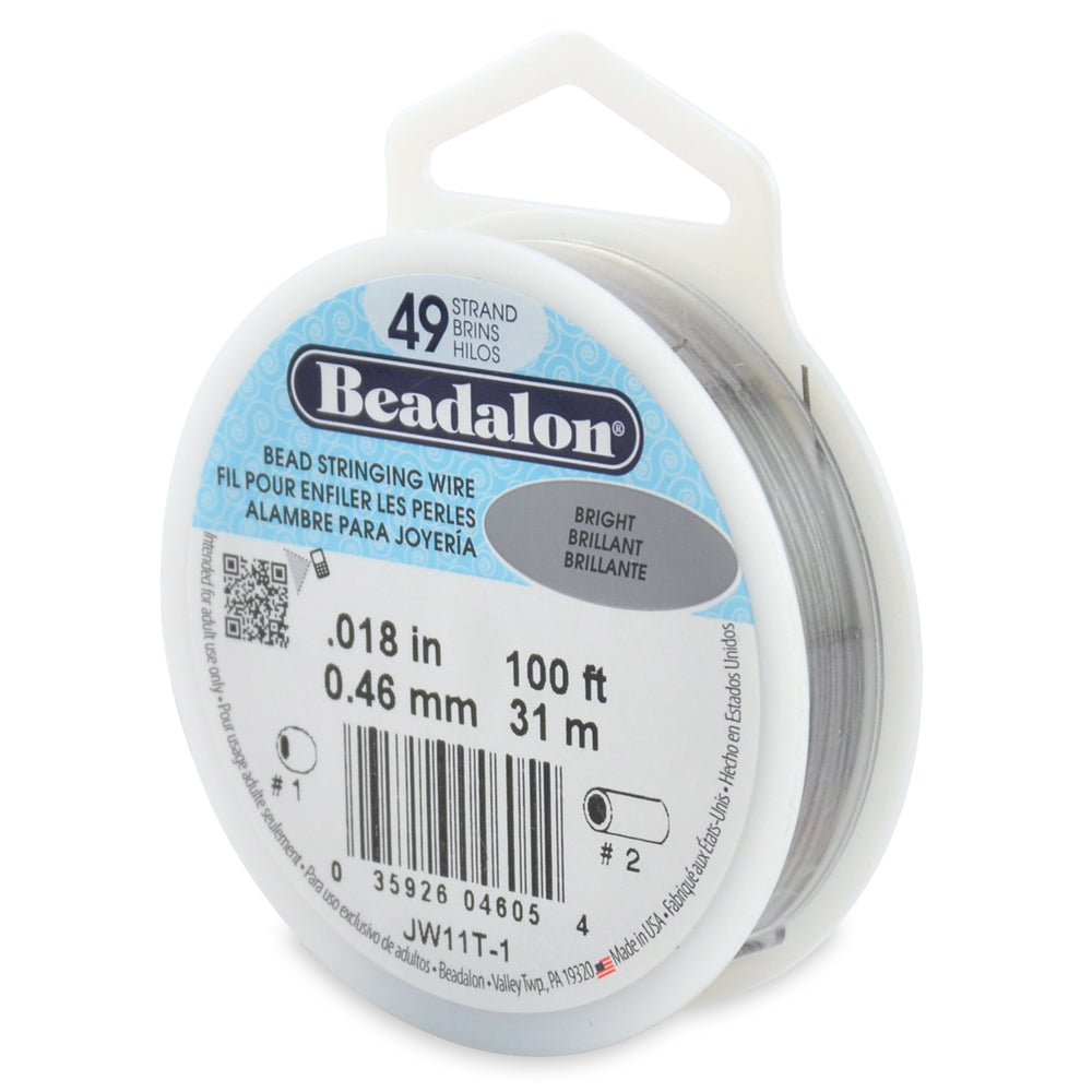 Beadalon 49 Strand, Bright .018in Flexible Wire - 100ft Spool