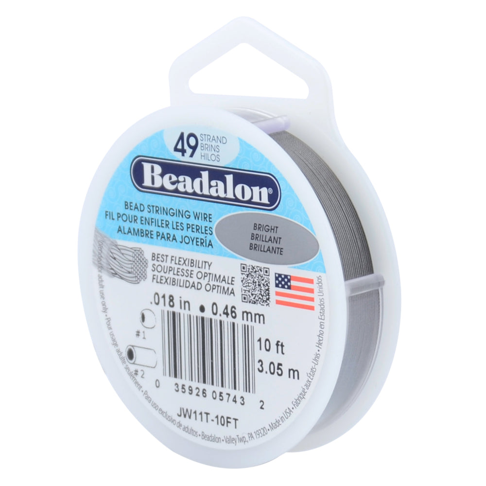 Beadalon 49 Strand, Bright .018in Flexible Wire - 10ft Spool