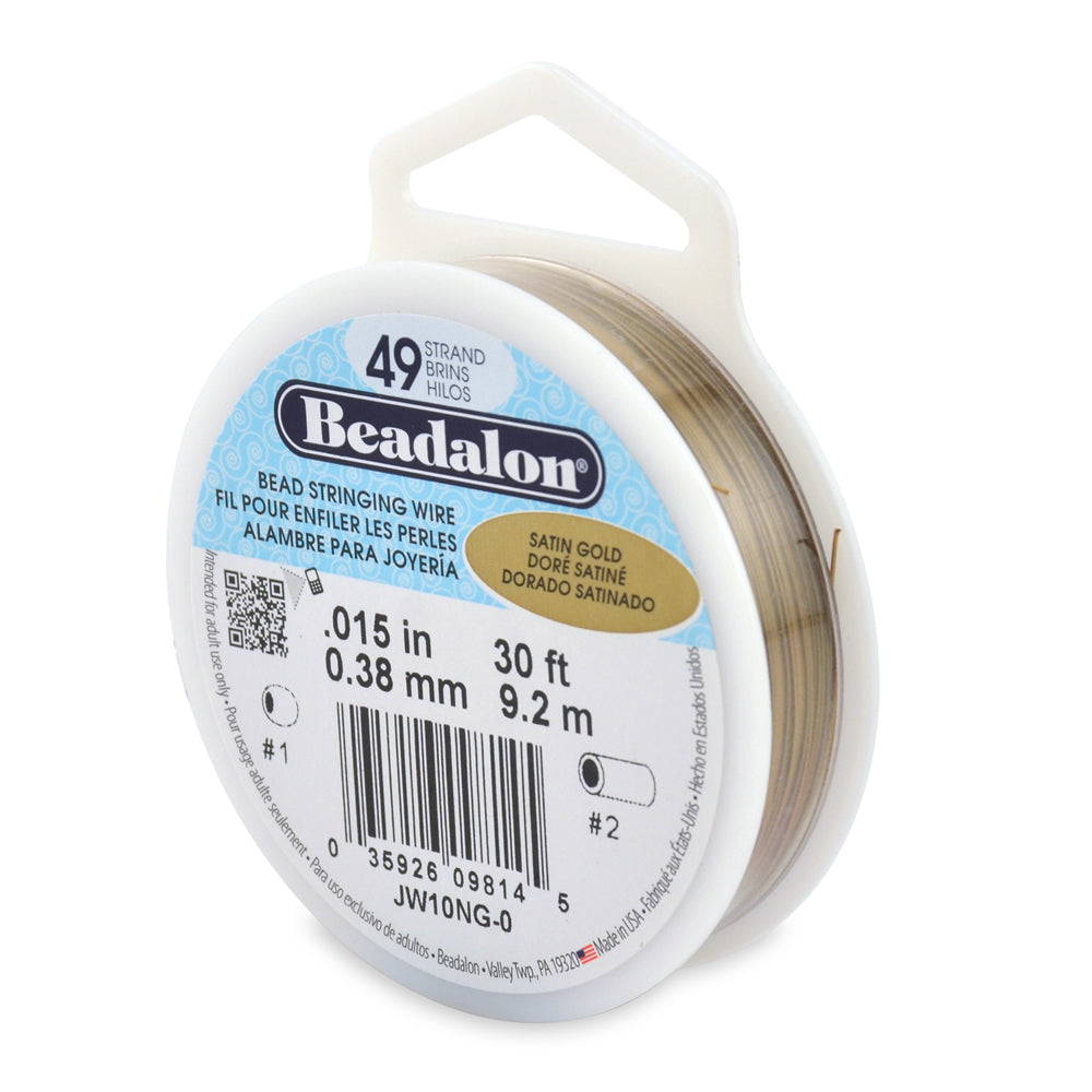 Beadalon 49 Strand, Satin Gold .015in Flexible Wire - 30ft Spool