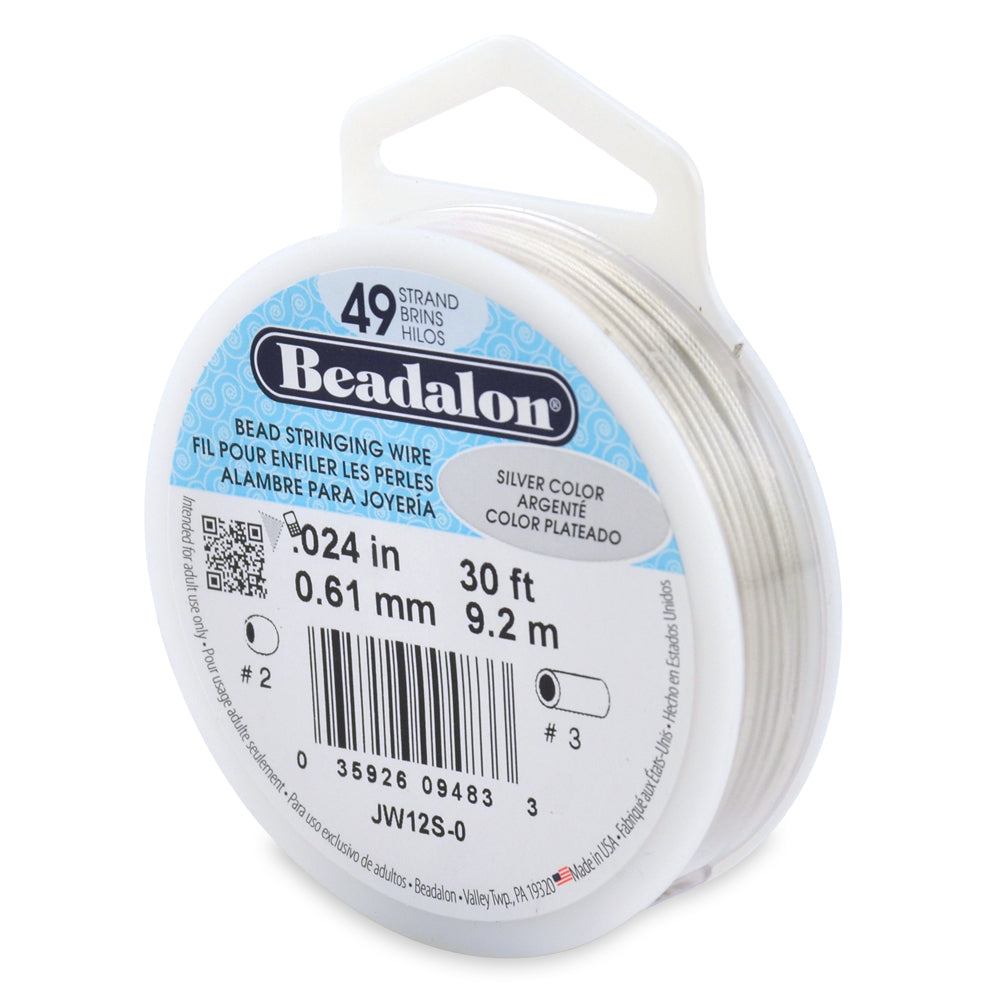 Beadalon 49 Strand, Silver Color .024in Flexible Wire - 30ft Spool