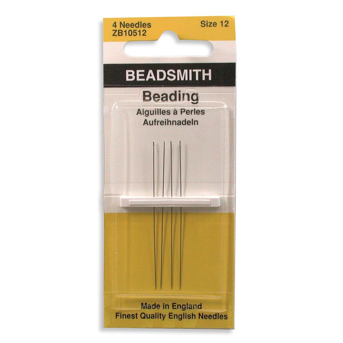 Beadsmith, Size 12 English Beading Needles - 4 Needles