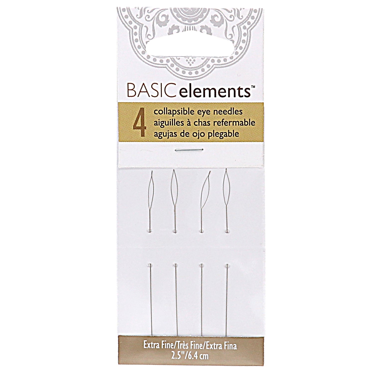 Basic Elements, Extra Fine 2.25in Collapsible Eye Beading Needles, - 4 Needles