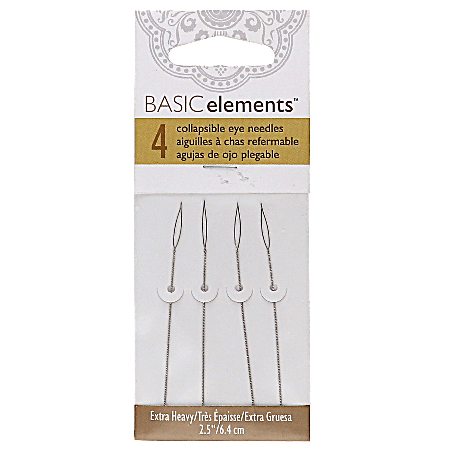 Basic Elements, Extra Heavy 2.25in Collapsible Eye Beading Needles - 4 Needles