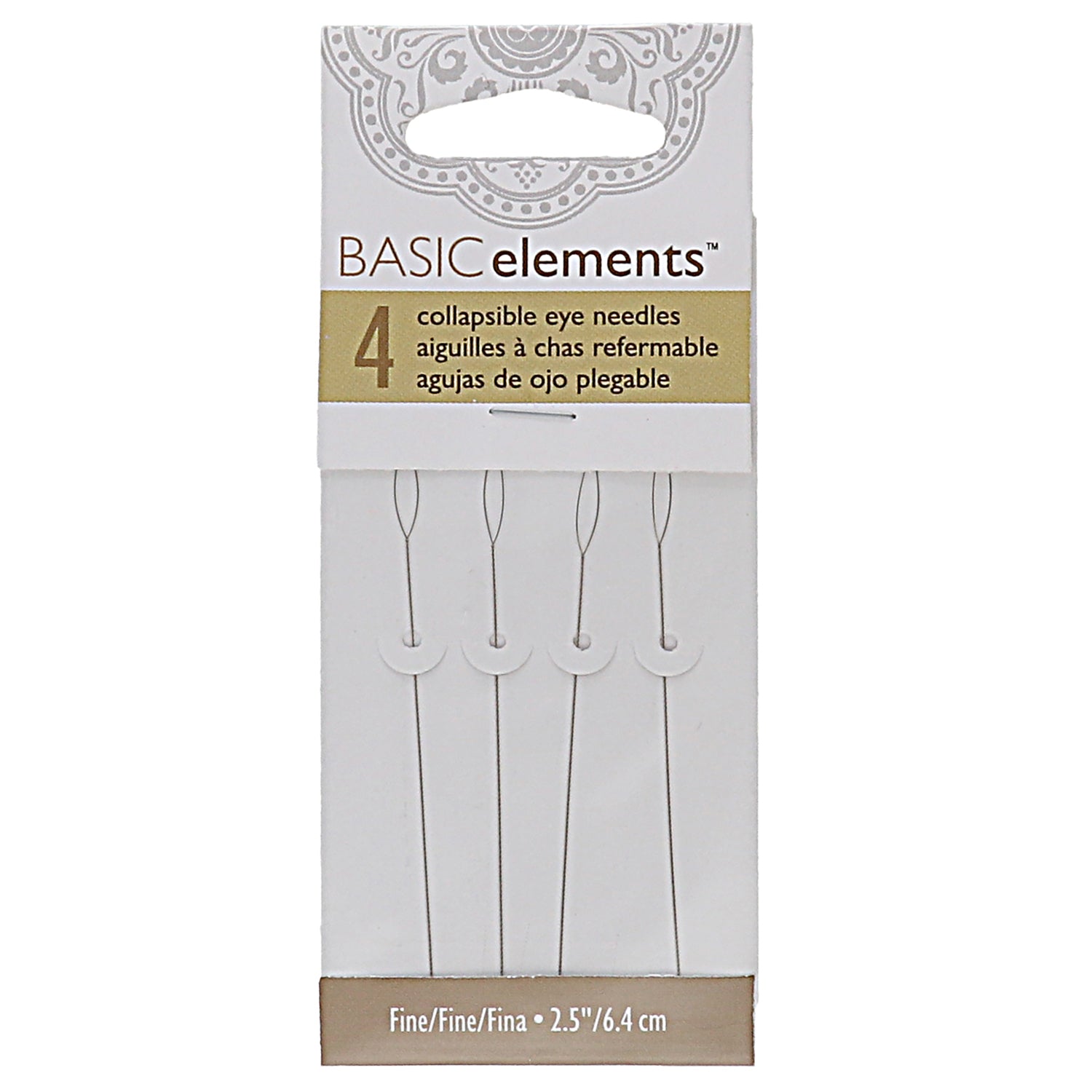 Basic Elements, Fine 2.25in Collapsible Eye Beading Needles - 4 Needles