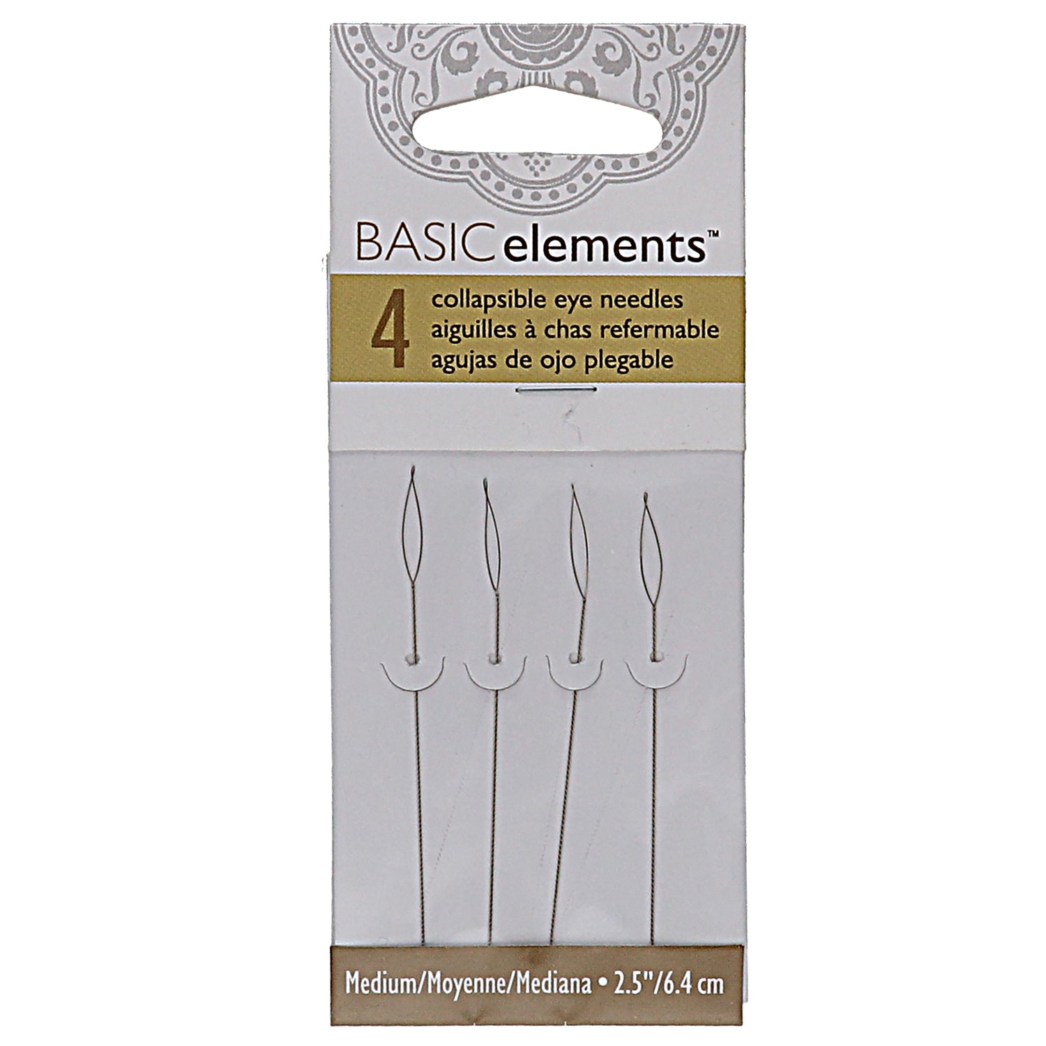 Basic Elements, Medium 2.25in Collapsible Eye Beading Needles - 4 Needles