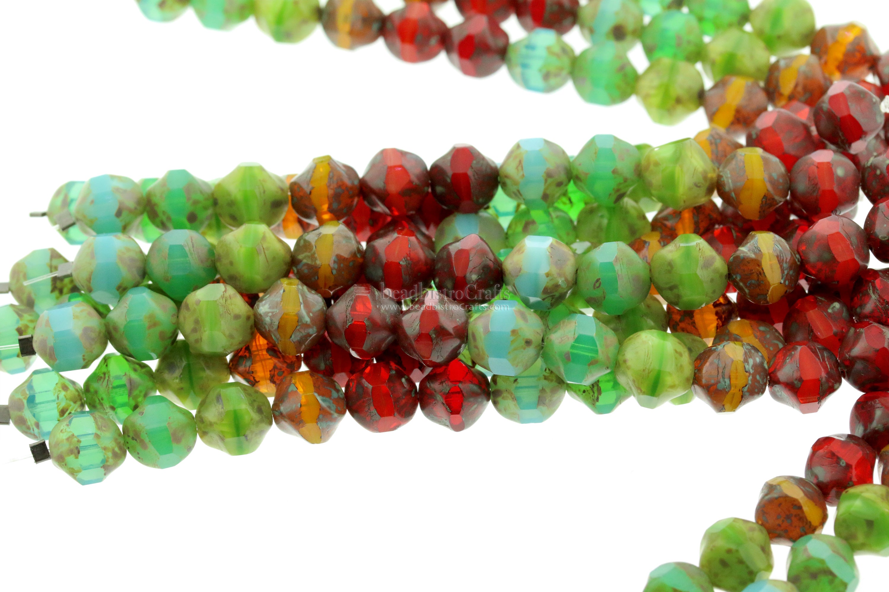 Central Cut Bead 9x10mm Rainbow Colors Travertine Mixed Facetted Czech Glass Beads