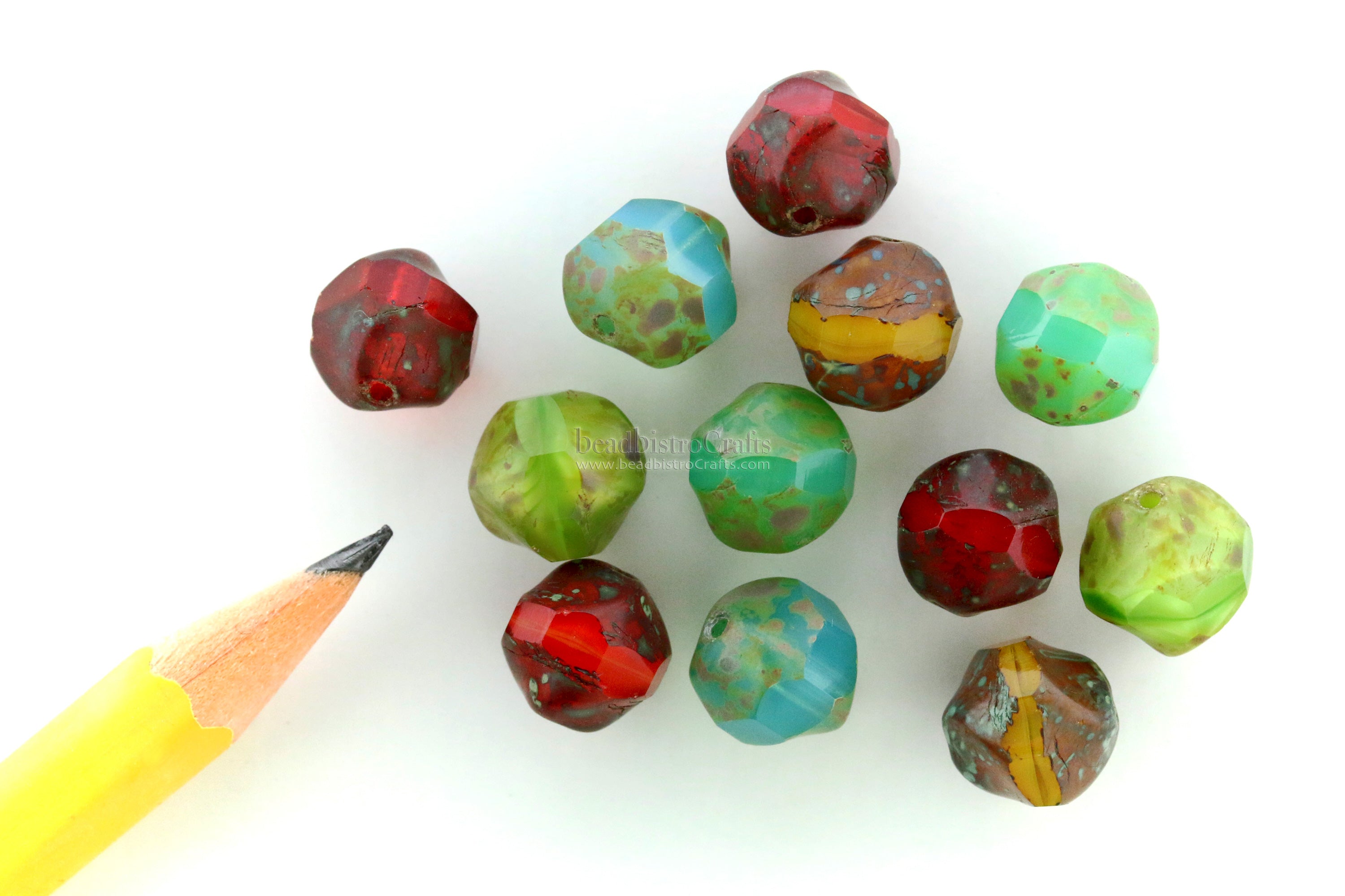 Central Cut Bead 9x10mm Rainbow Colors Travertine Mixed Facetted Czech Glass Beads