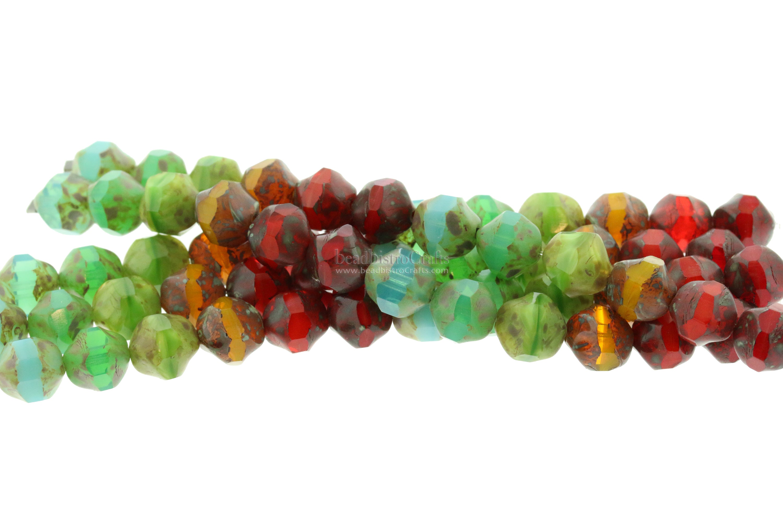 Central Cut Bead 9x10mm Rainbow Colors Travertine Mixed Facetted Czech Glass Beads