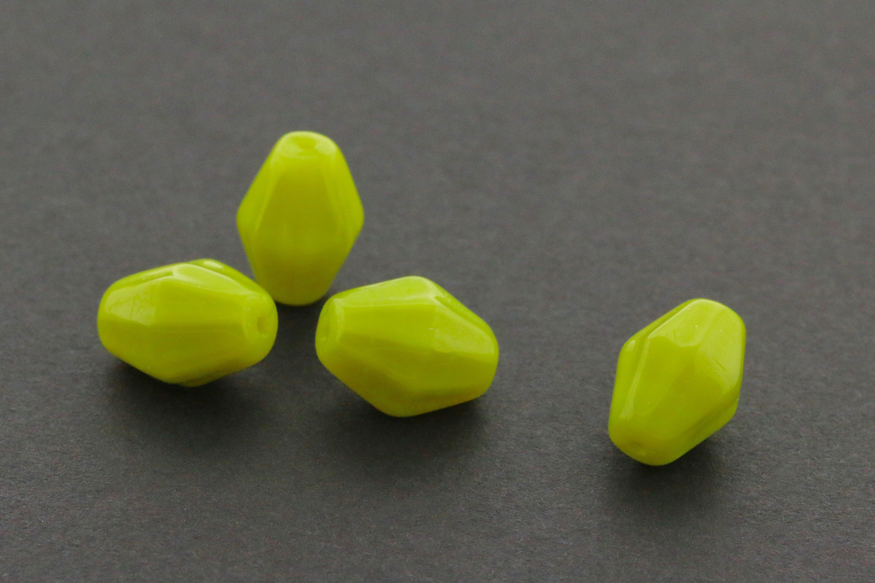 Czech Glass Beads Elongated Bicone 10x8.5mm Opaque Silky Chartreuse (6pcs)