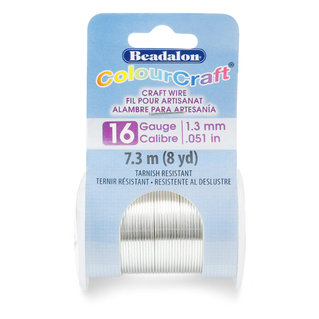 Beadalon ColourCraft Wire, 16 Gauge Tarnish-Resistant Silver Plated Wire