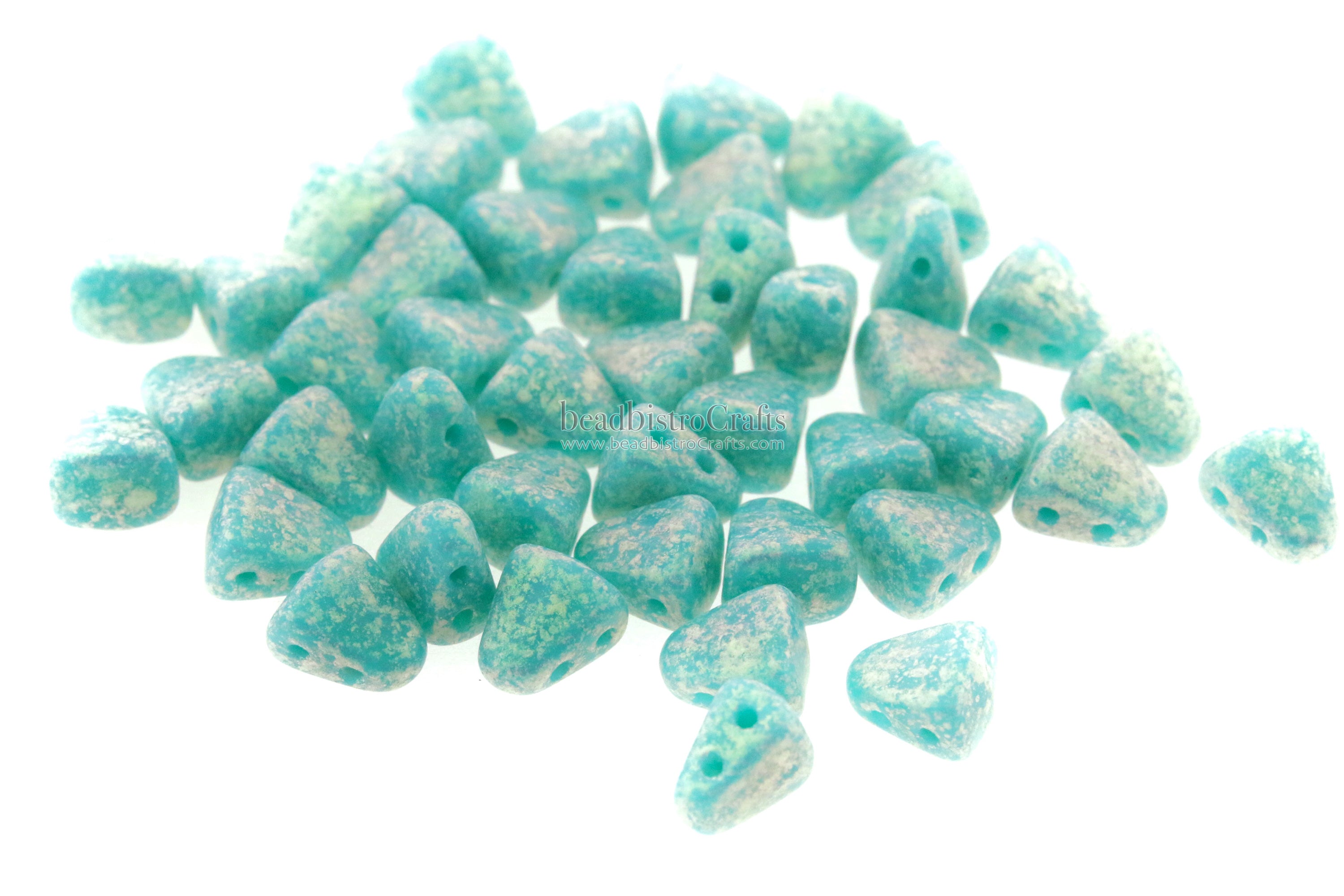 Nib-Bit Beads 6x5mm Cosmos Opaque Turquoise 2-Hole Czech Beads ~ 50pcs