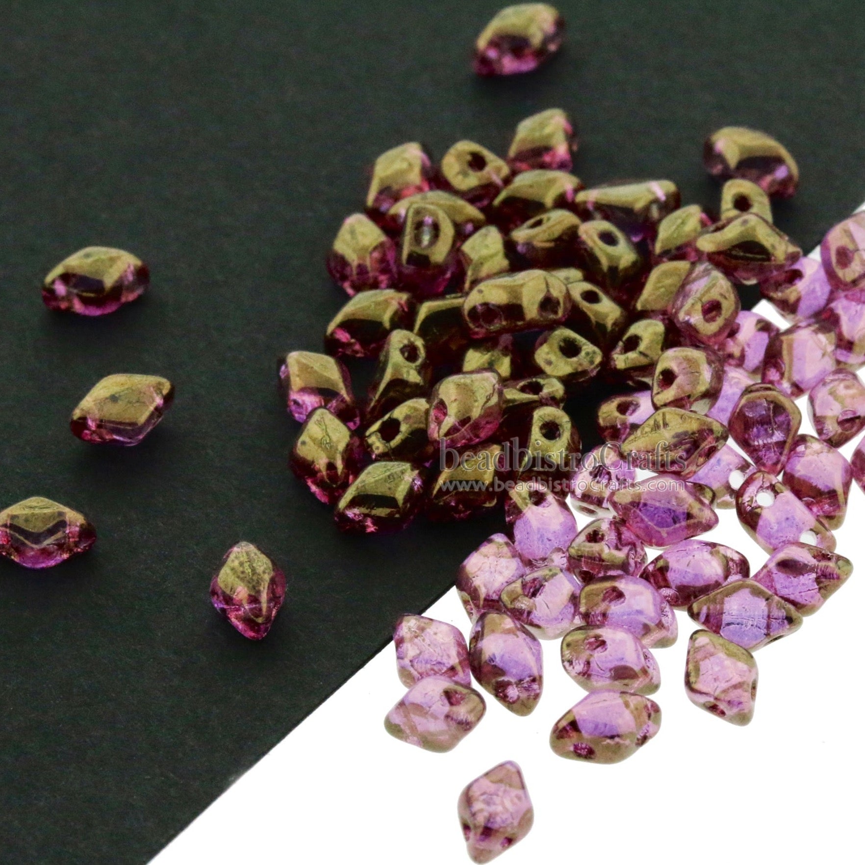 Mini GemDuo Beads 6x4mm Violet Luster 2-Hole Czech Seed Beads ~ 120pcs