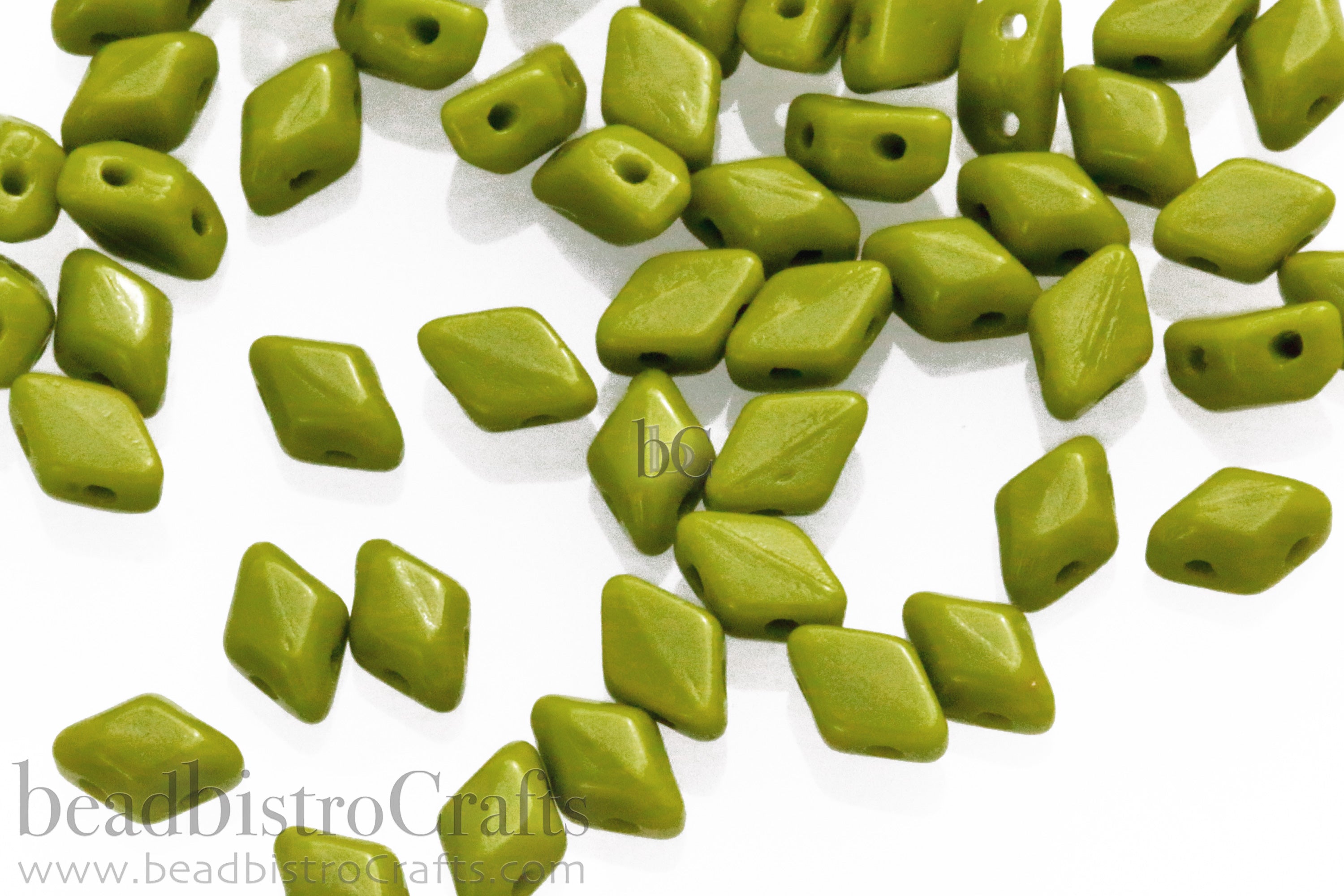 Mini GemDuo Beads 6x4mm Opaque Olive 2-Hole Czech Seed Beads ~ 120pcs