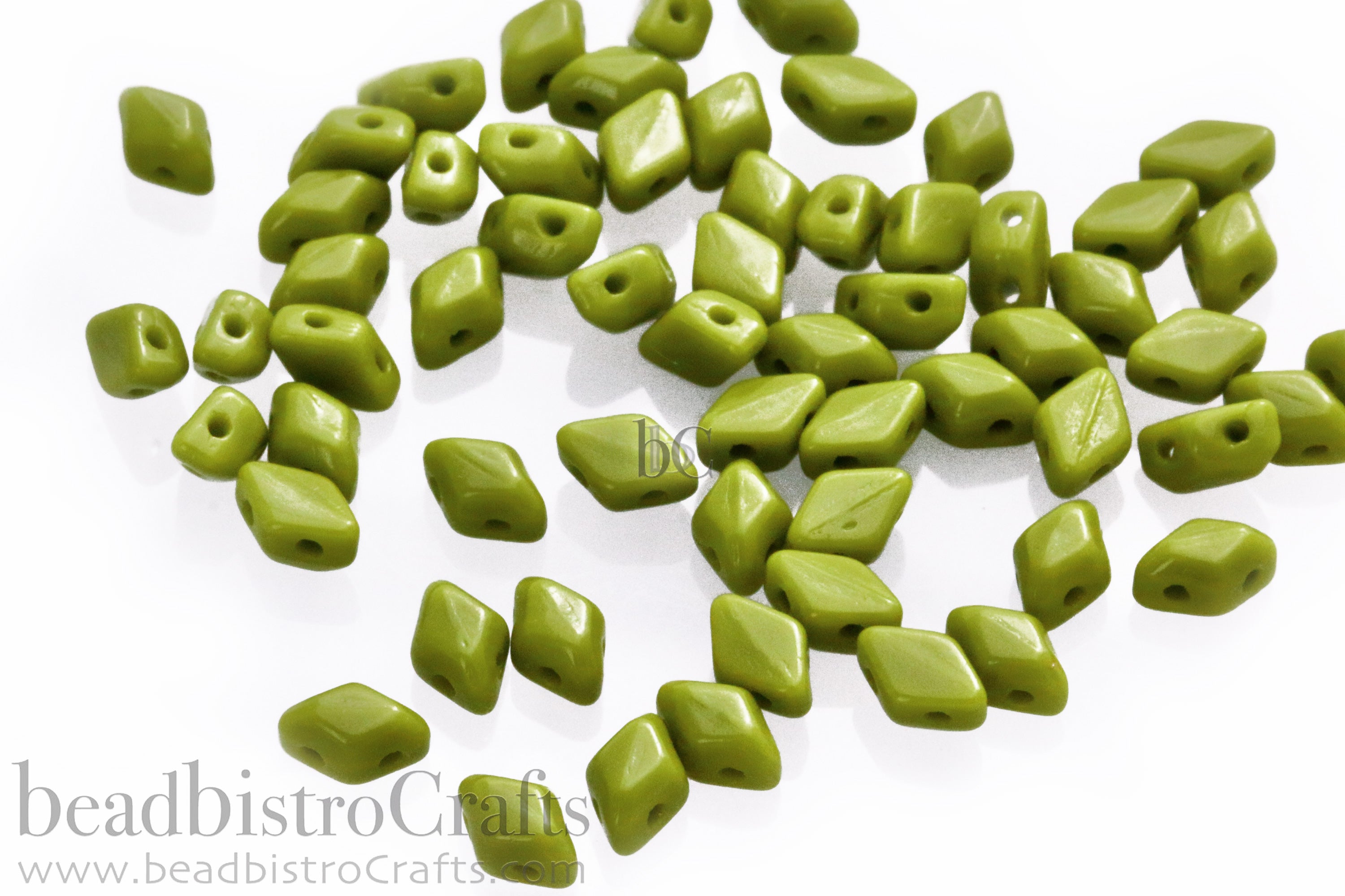 Mini GemDuo Beads 6x4mm Opaque Olive 2-Hole Czech Seed Beads ~ 120pcs