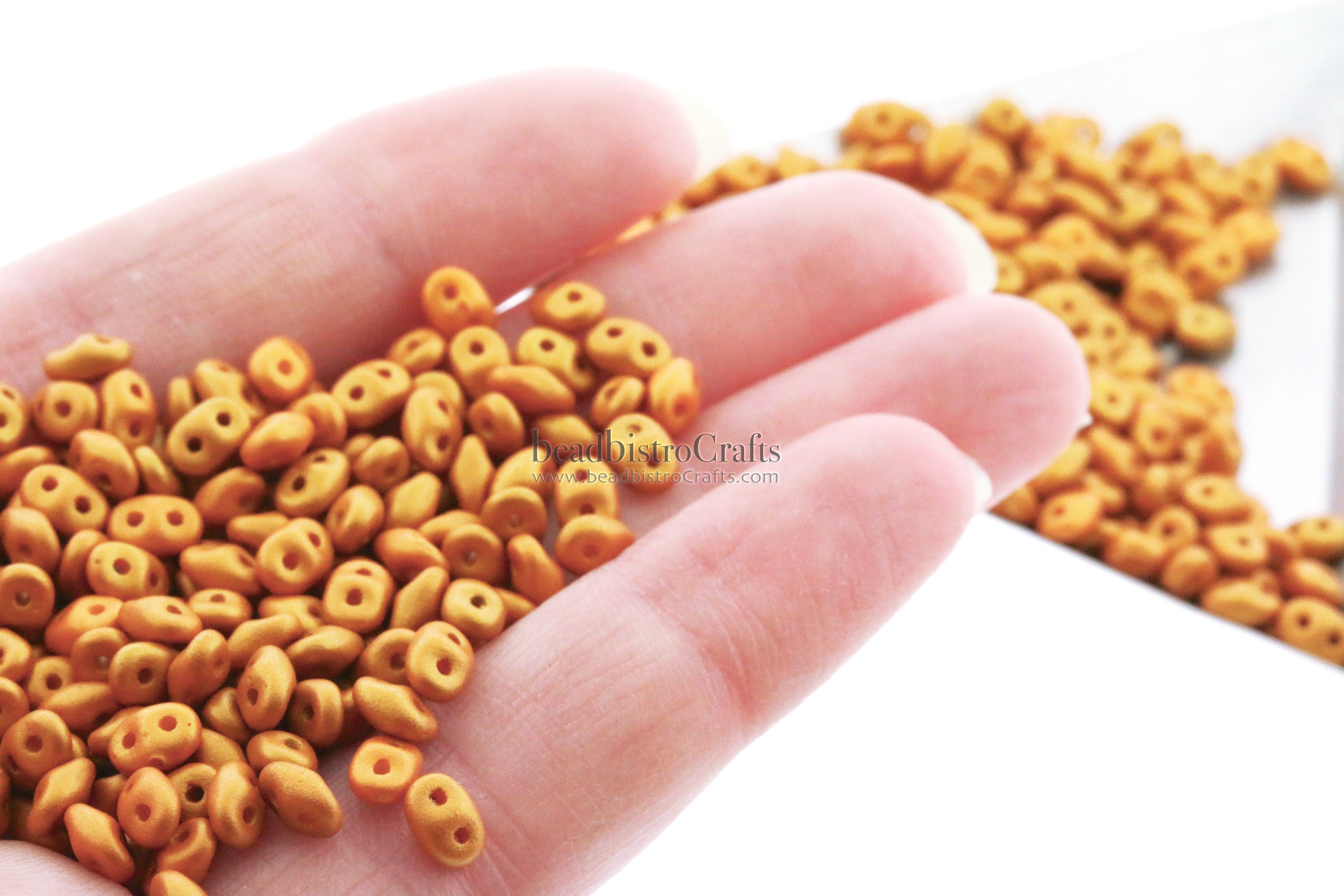 SuperDuo 2.5x5mm Gold Shine Minimum 2-Hole Czech Seed Beads ~ 10g