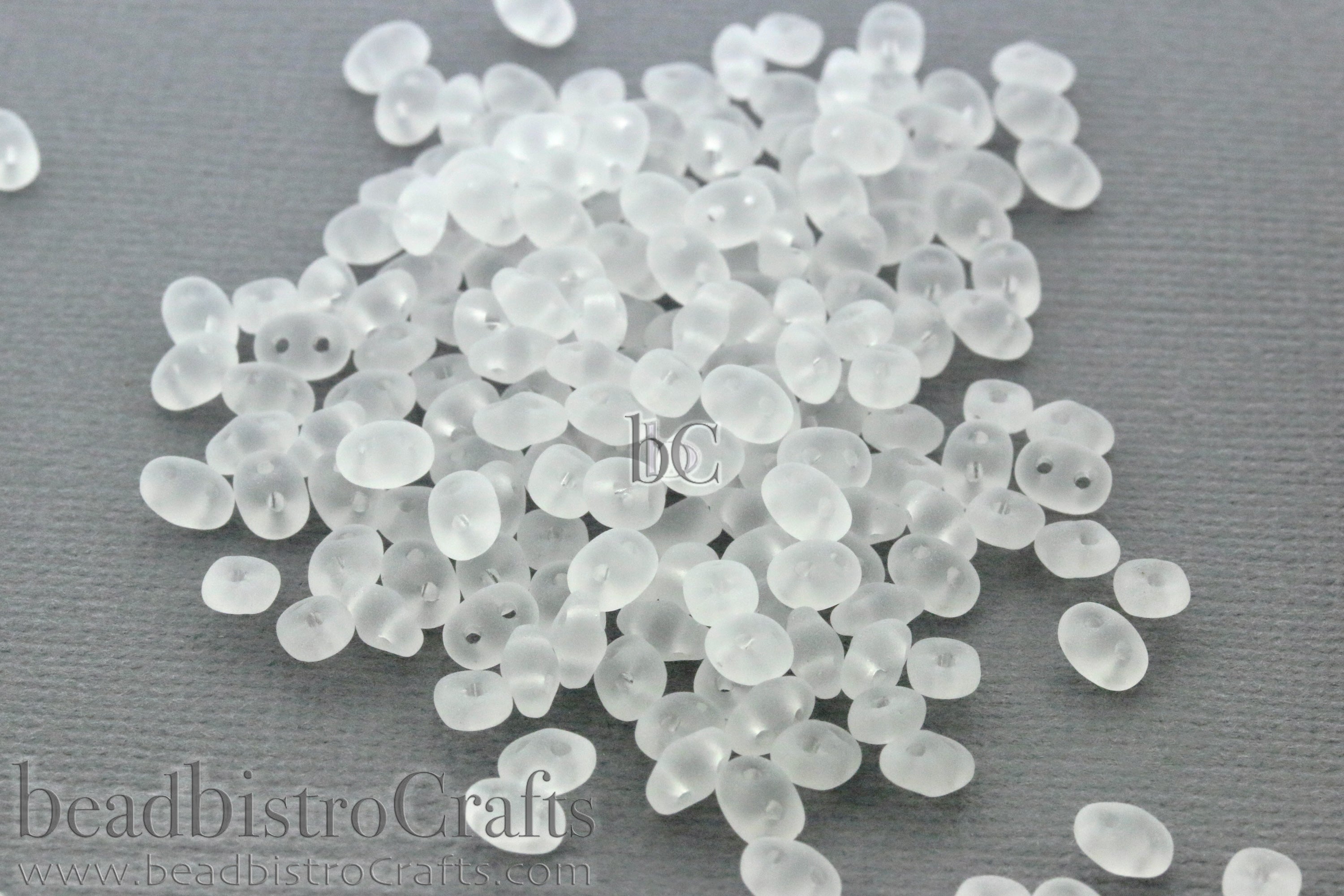 SuperDuo 2.5x5mm Transparent Matte Crystal 2-Hole Czech Seed Beads ~ 20g