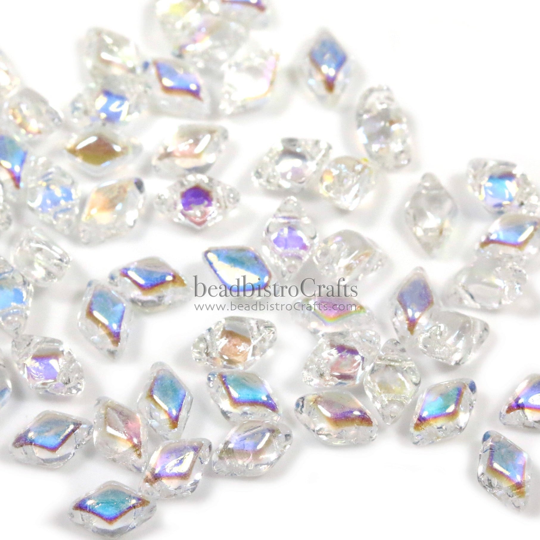 Mini GemDuo Beads 6x4mm Crystal AB 2-Hole Czech Seed Beads ~ 120pcs