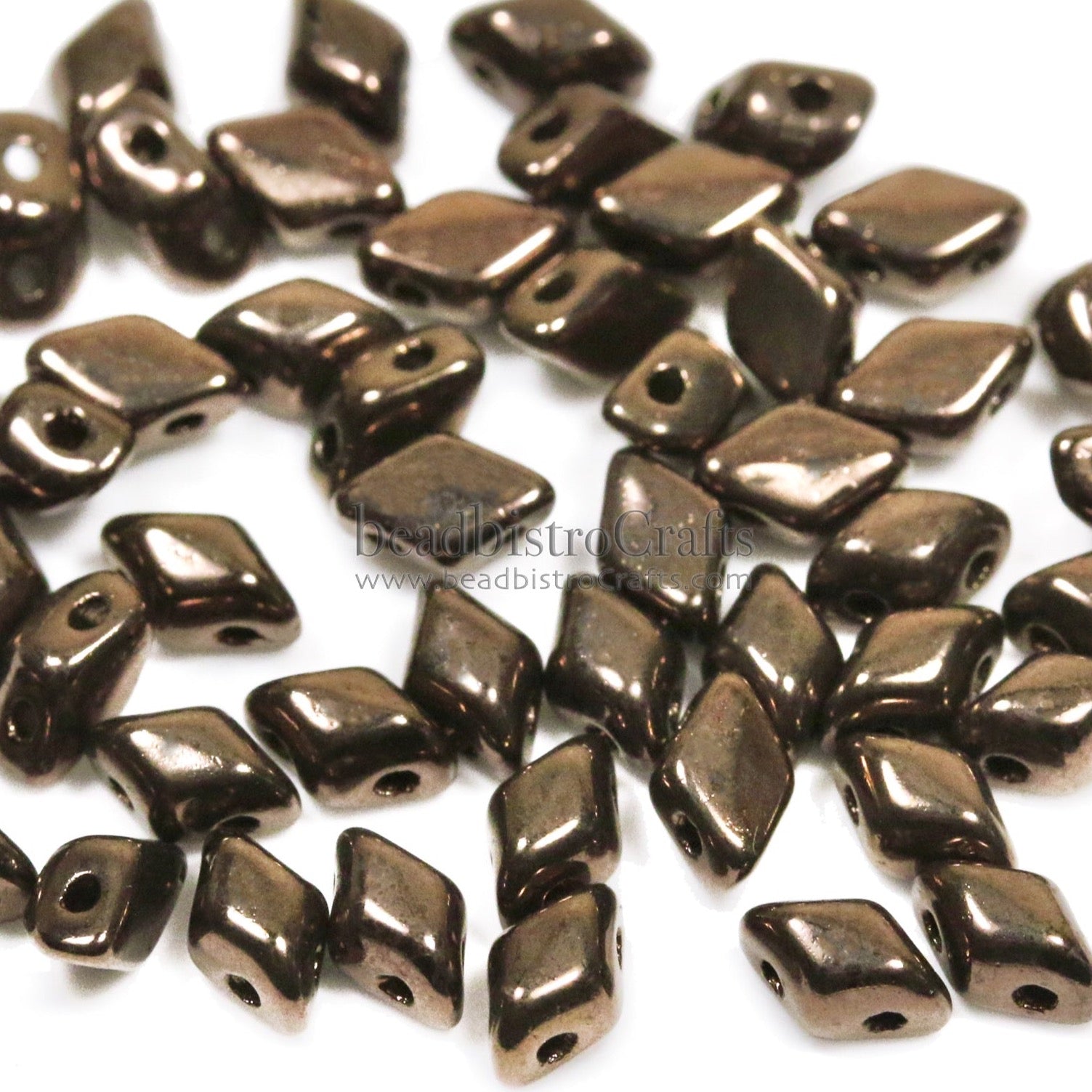 Mini GemDuo Beads 6x4mm Jet Bronze 2-Hole Czech Seed Beads ~ 120pcs