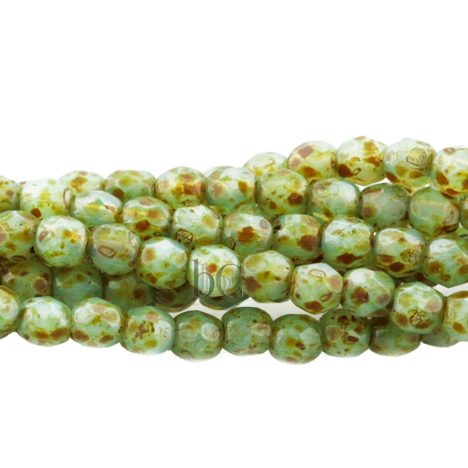 Aqua Opal Travertine, 3mm Round Fire Polish Beads (50pcs)