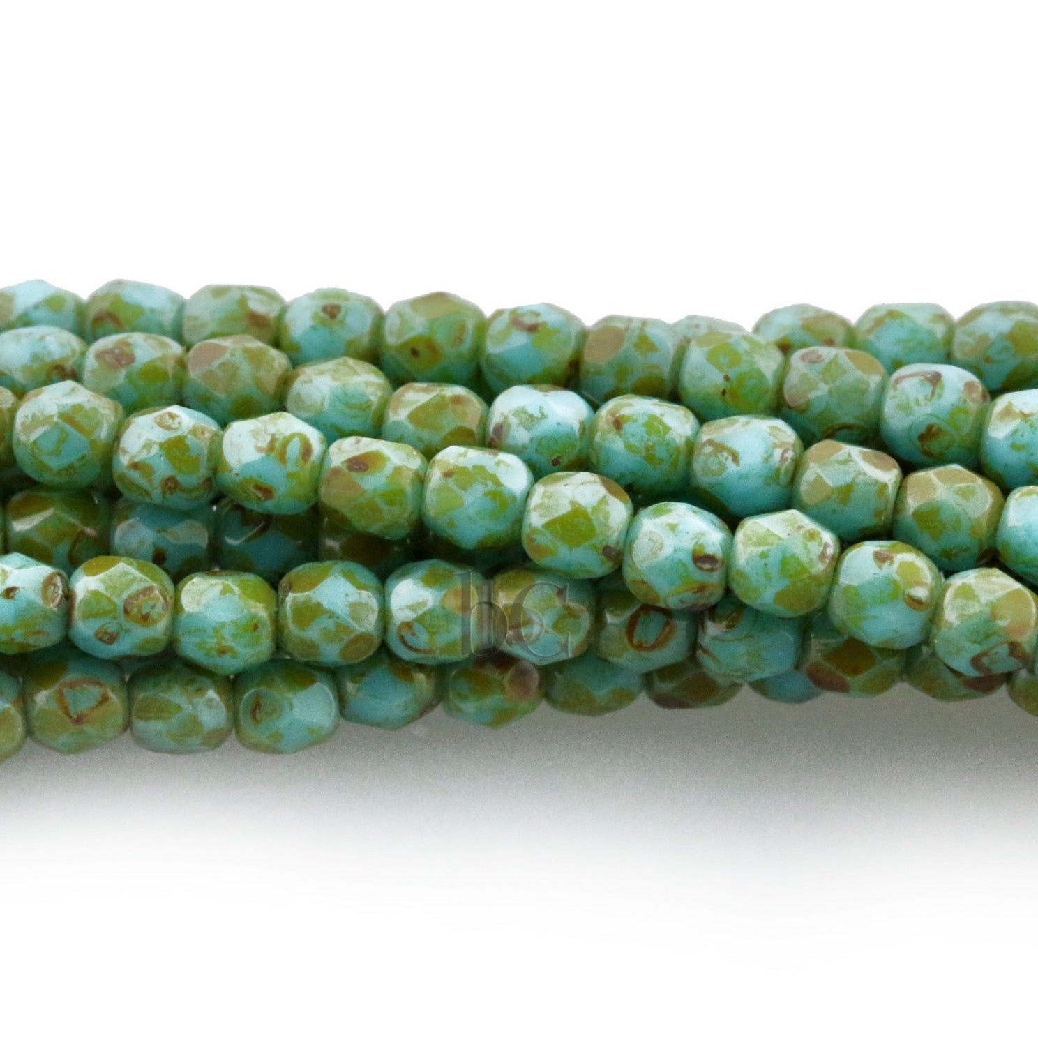 Opaque Blue Turquoise Travertine, 3mm Round Fire Polish Beads (50pcs)